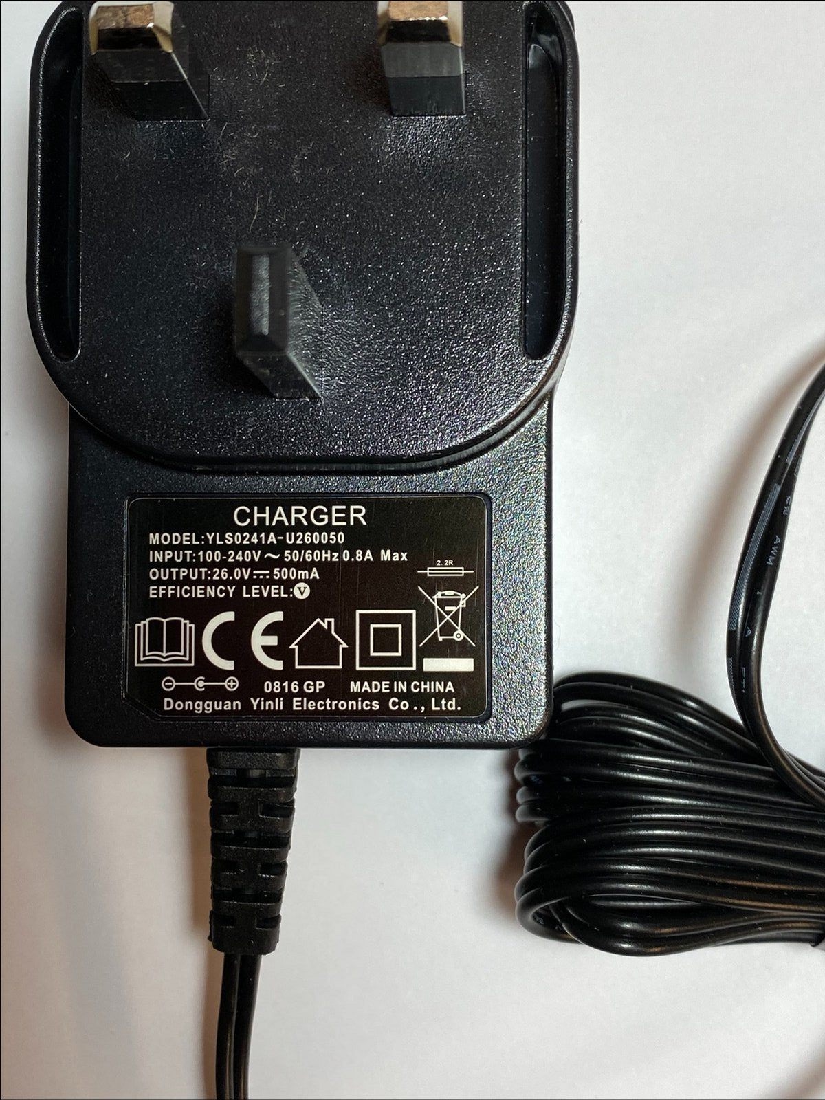 Replacement for 26V 0.5A Charger for Goodmans Cordless Stick Vac 408910 22.2V