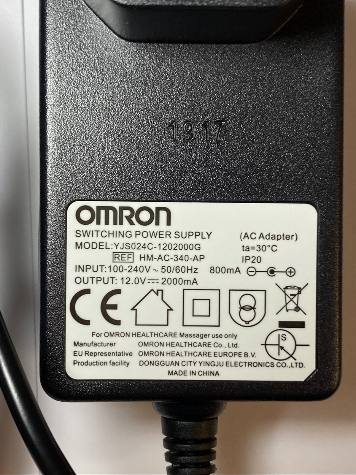 EU 6.5M Long 12V 2A UK Mains AC-DC Switching Adaptor Power Supply 5.0mm x 3.3mm