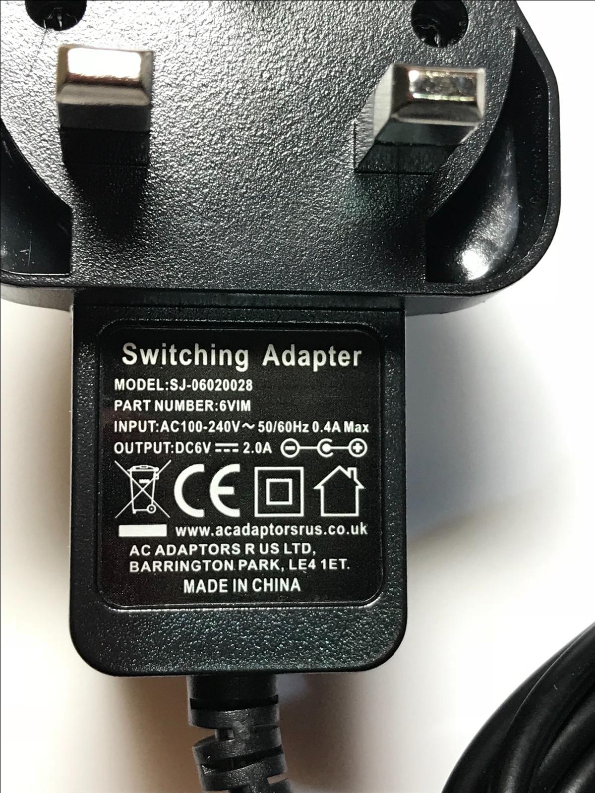 Replacement 6V 800mA Mains AC-DC Adaptor for Summer Baby Monitor CS5B060080FB