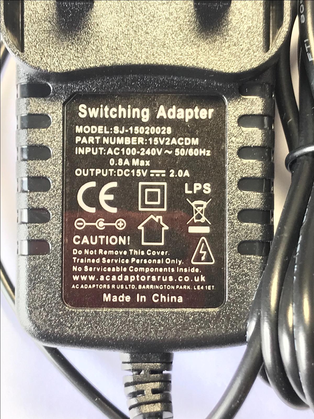 15V 1A/1.5A/2A Mains AC-DC Adaptor Power Supply Negative Centre Polarity 5.5mm