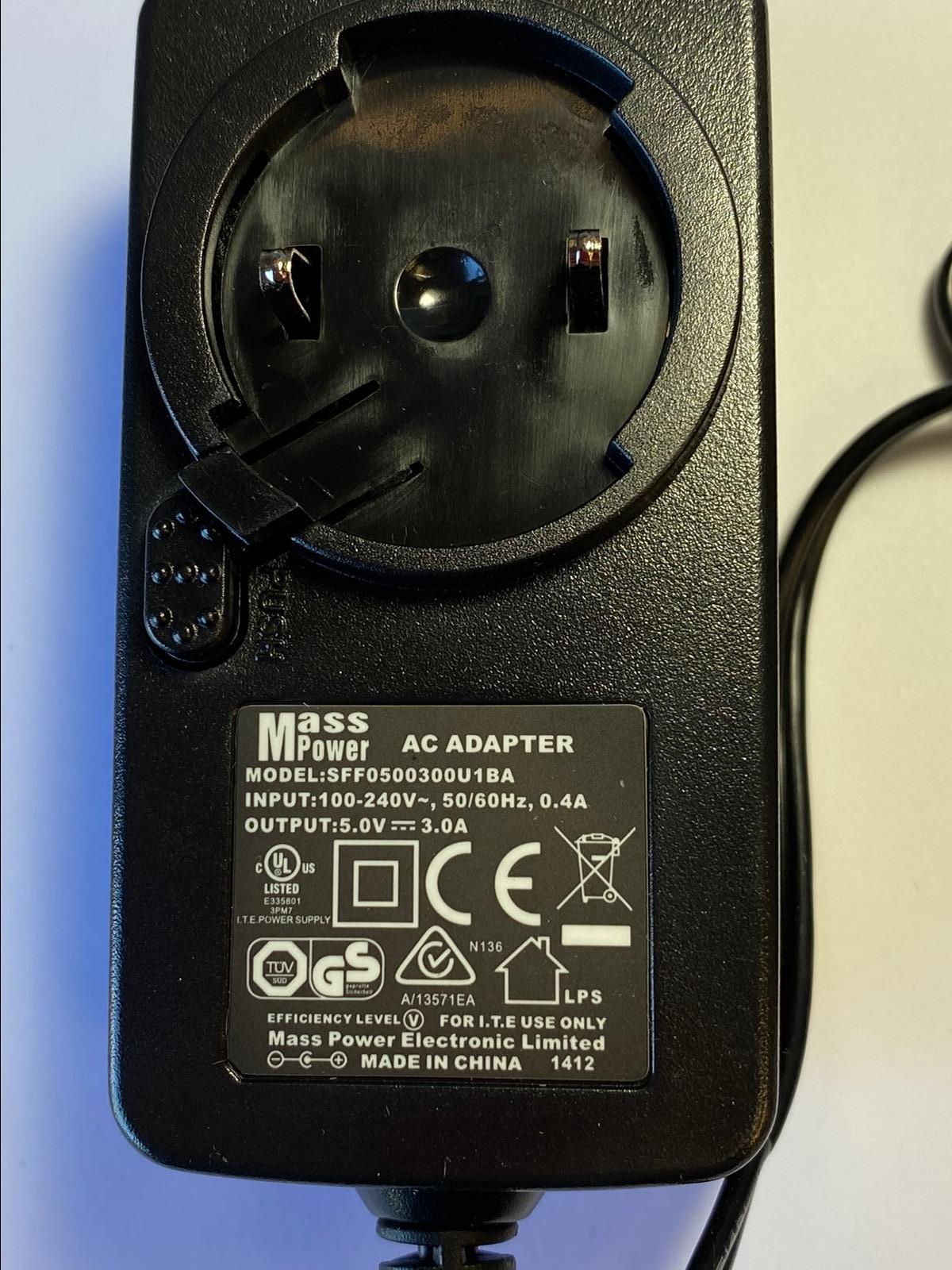 5.0V 3.0A Mass Power AC Adapter model SFF0500300U1BA 3.5mm x 1.3mm Power Supply