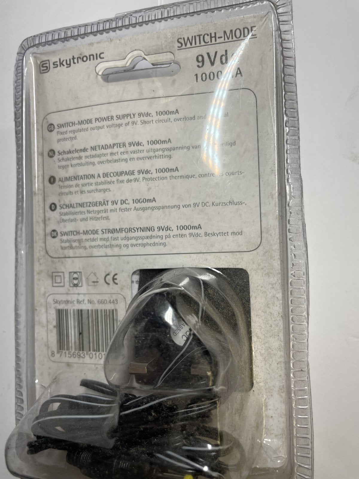 9V DC 1000mA Skytronic Switch-Mode Power Supply 660.443UK Universal Adaptor