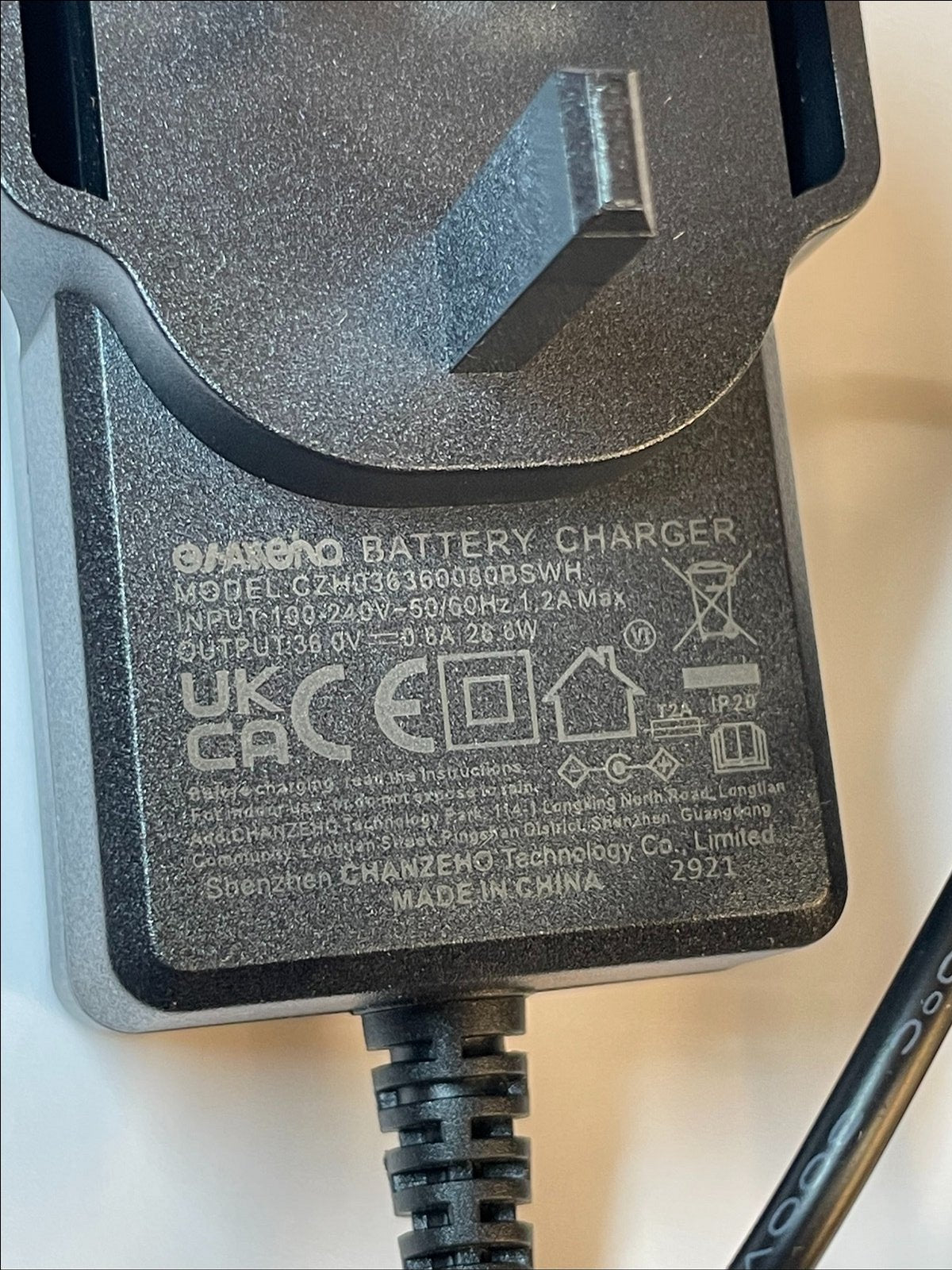 Replacement 36V 0.4A Charger Model Jodway JOD-S-360040BS Zanussi Coredless Vac
