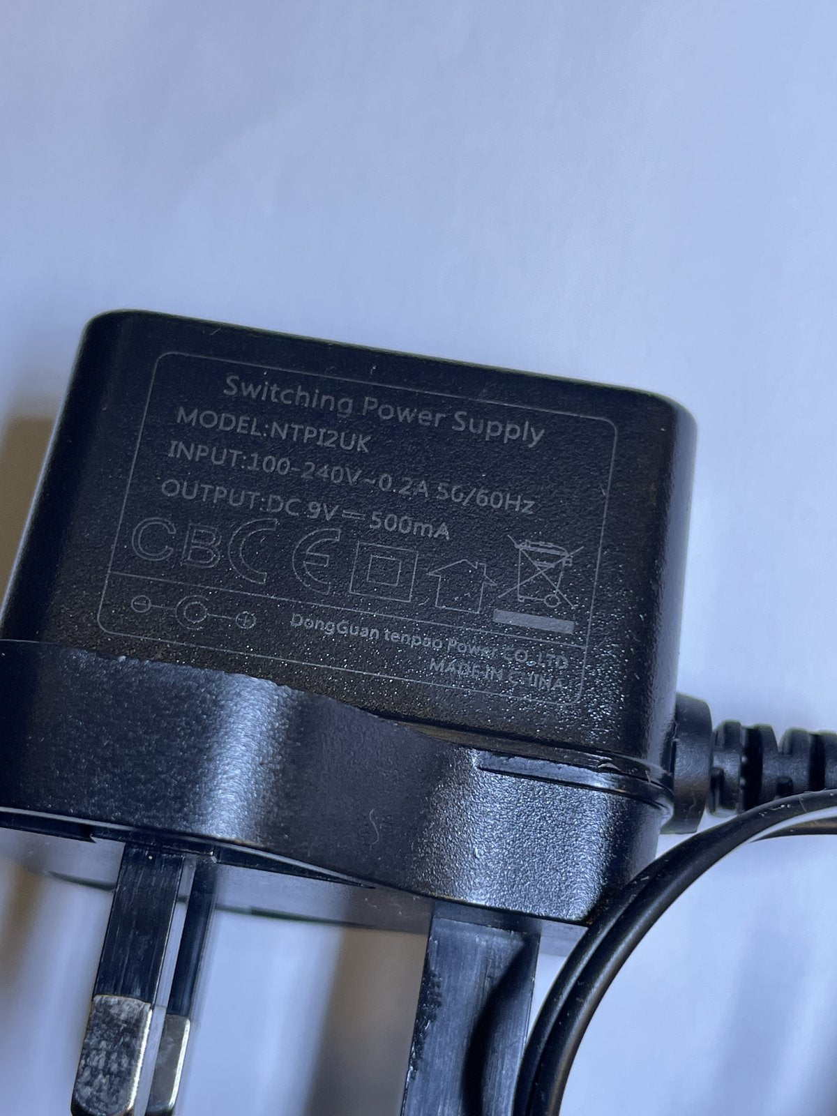 Replacement for 9V 0.5A AC-DC Adaptor for 128BS-9-500D Power Supply
