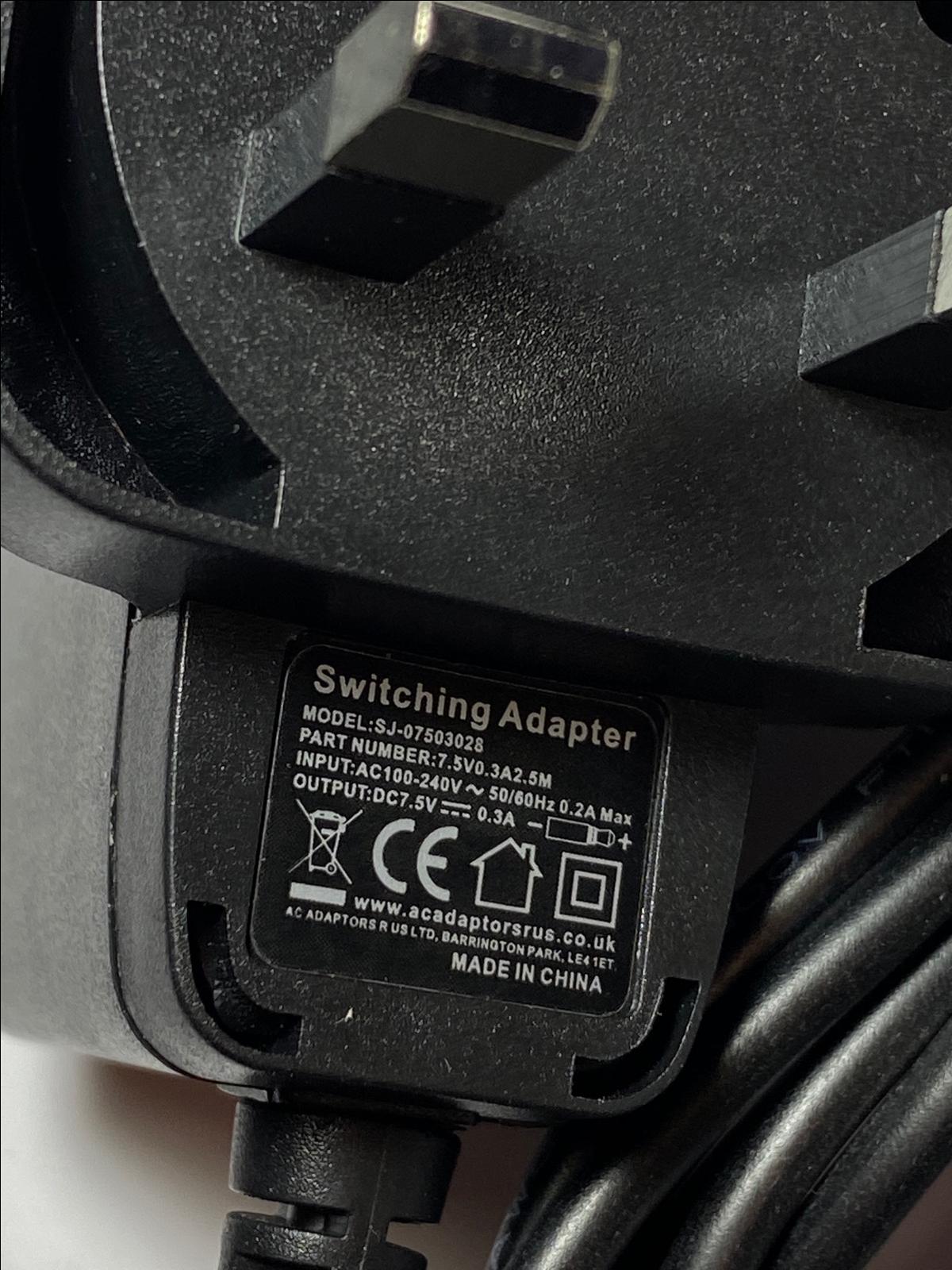 DC 7.5V 300mA AC Adaptor for BINATONE Latitude 150 Twin Two Way Dual Charger POD