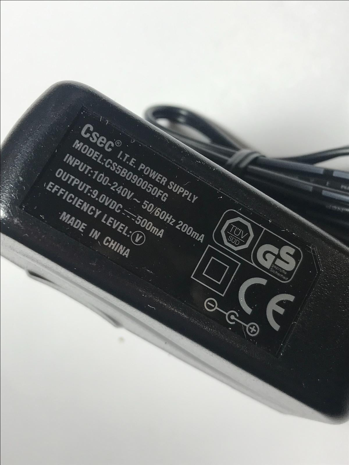 EU CSEC ITE Power Supply CS5B090050FG 9.0VDC 500mA 9V 9.0V 0.5A 5.5mm x 2.1mm