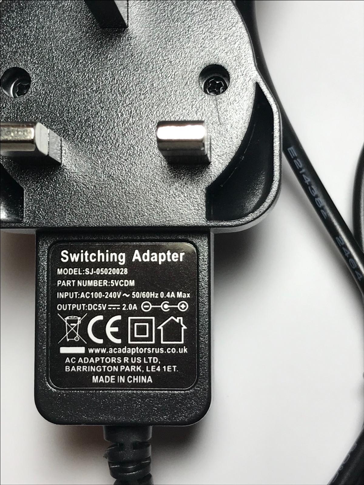 5.0V 2.0A Mass Power AC Adapter Model SEF0500200G1BA 100-240V 50/60Hz 0.3A