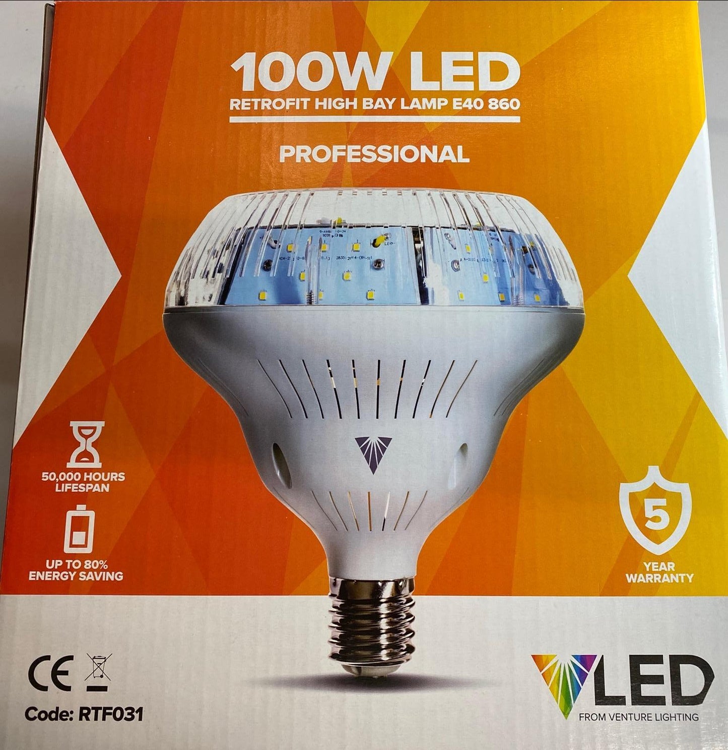 Venture Lighting LED High Bay Lamp Light Fitting 100W E40 Industrial Warehouse