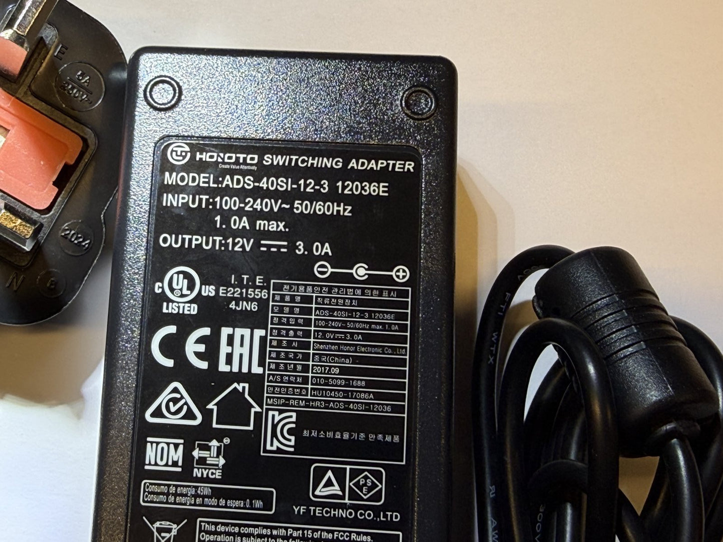 12V 3A 3000mA AC-DC Switching Adaptor Power Supply 2.1mm Tip + Mouse Input