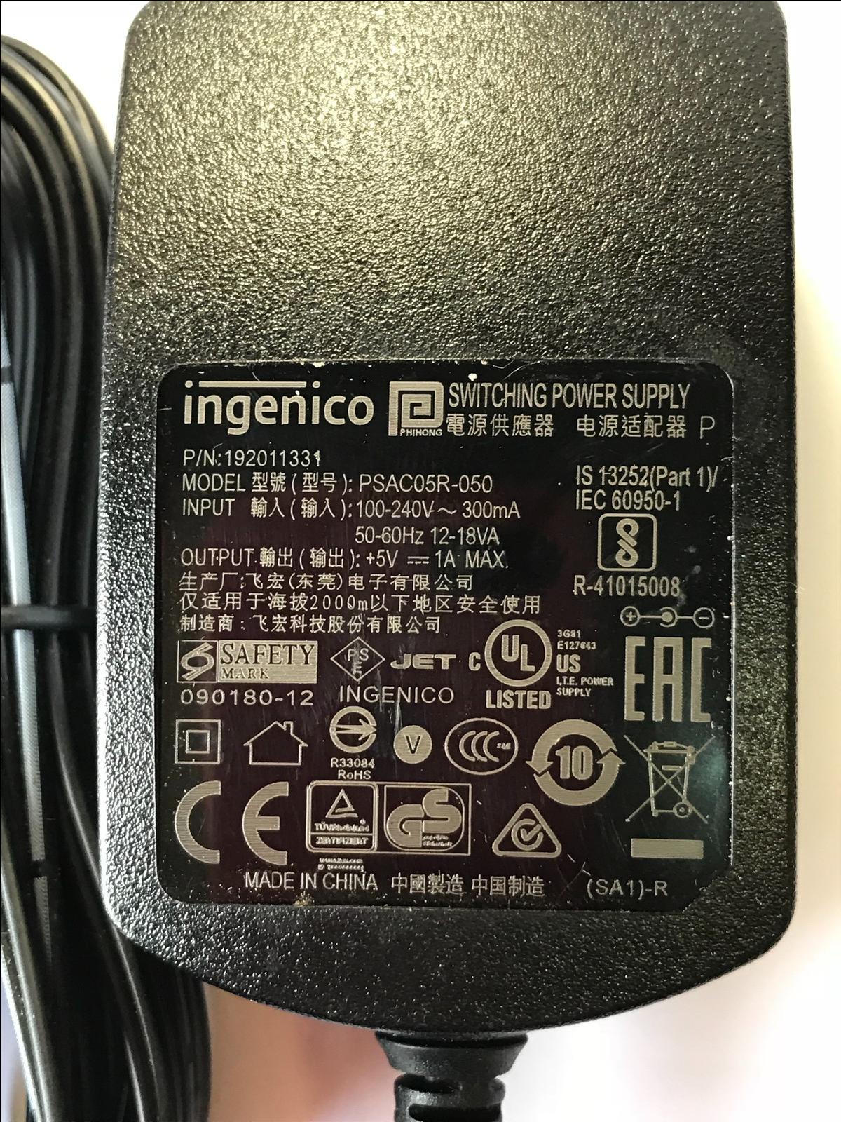 5V 1A MAX ingenico Switching Power Supply P/N 192011331 Model PSAC05R-050