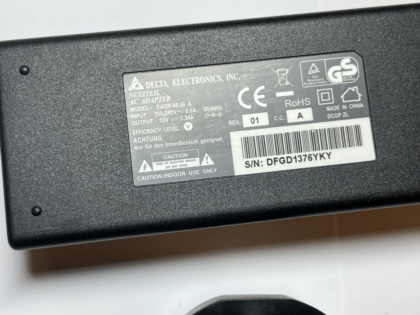 DELTA ELECTRONICS INC NETZTEIL AC ADAPTER EADP-40JB A 12V 3.34A POWER SUPPLY