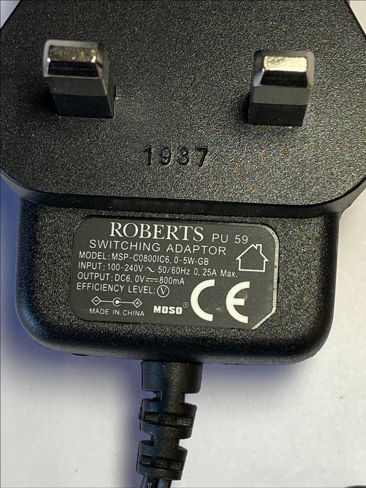 Replacement 6V 800ma AC-DC Switching Power Supply Charger TL01-060080B UK Plug