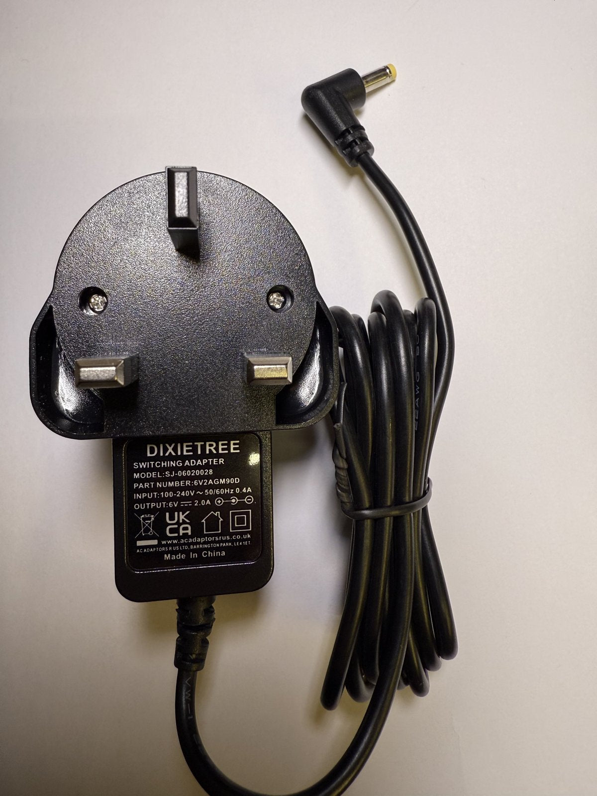 6V 2A Mains AC-DC Switching Adaptor Power Supply Charger 4mm x 1.7mm 90 Degree