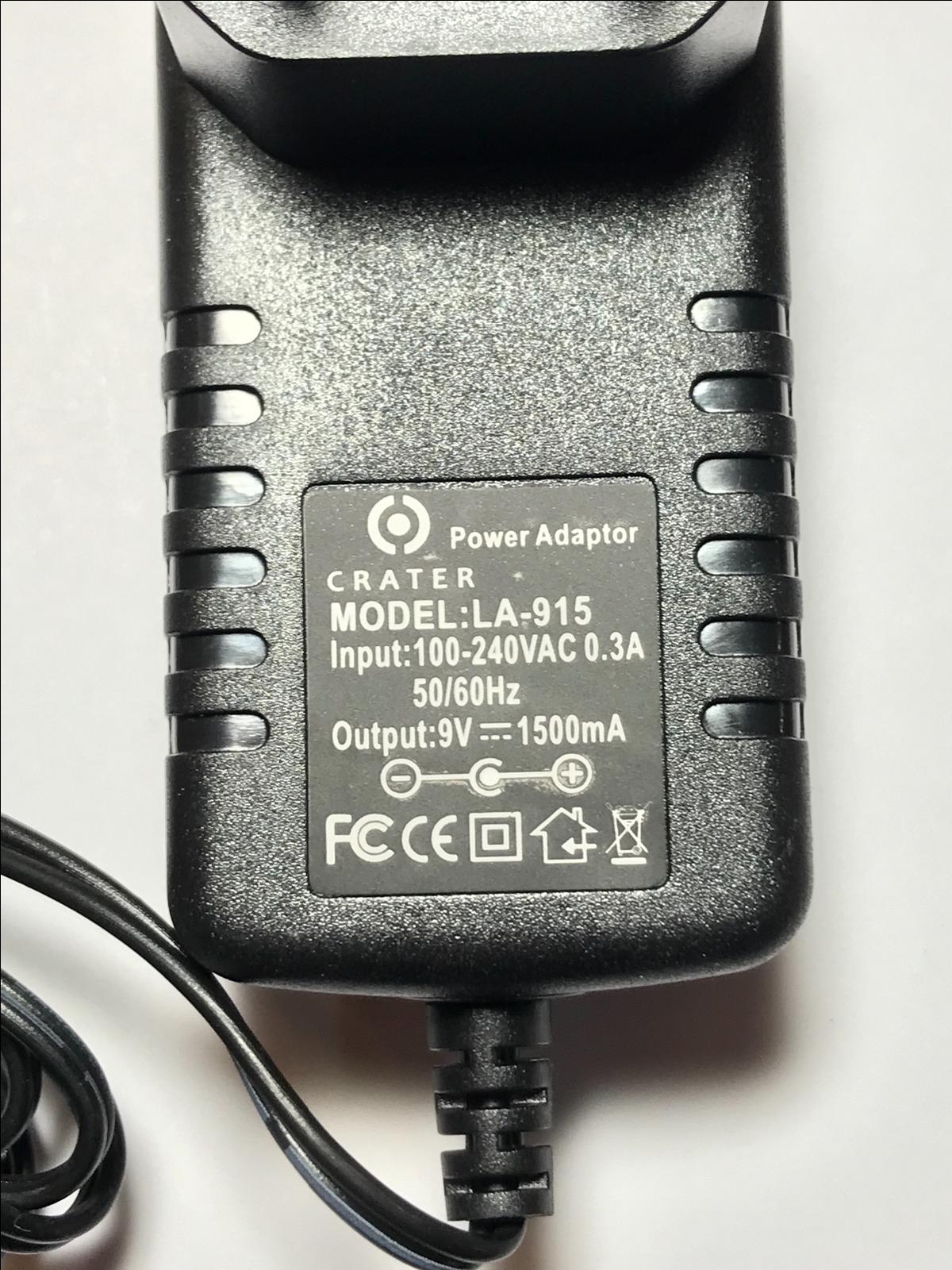 EU 9V 1.5A 1500mA AC-DC Switching Adaptor Power Supply LA-915 3.5mm x 1.3mm 90D