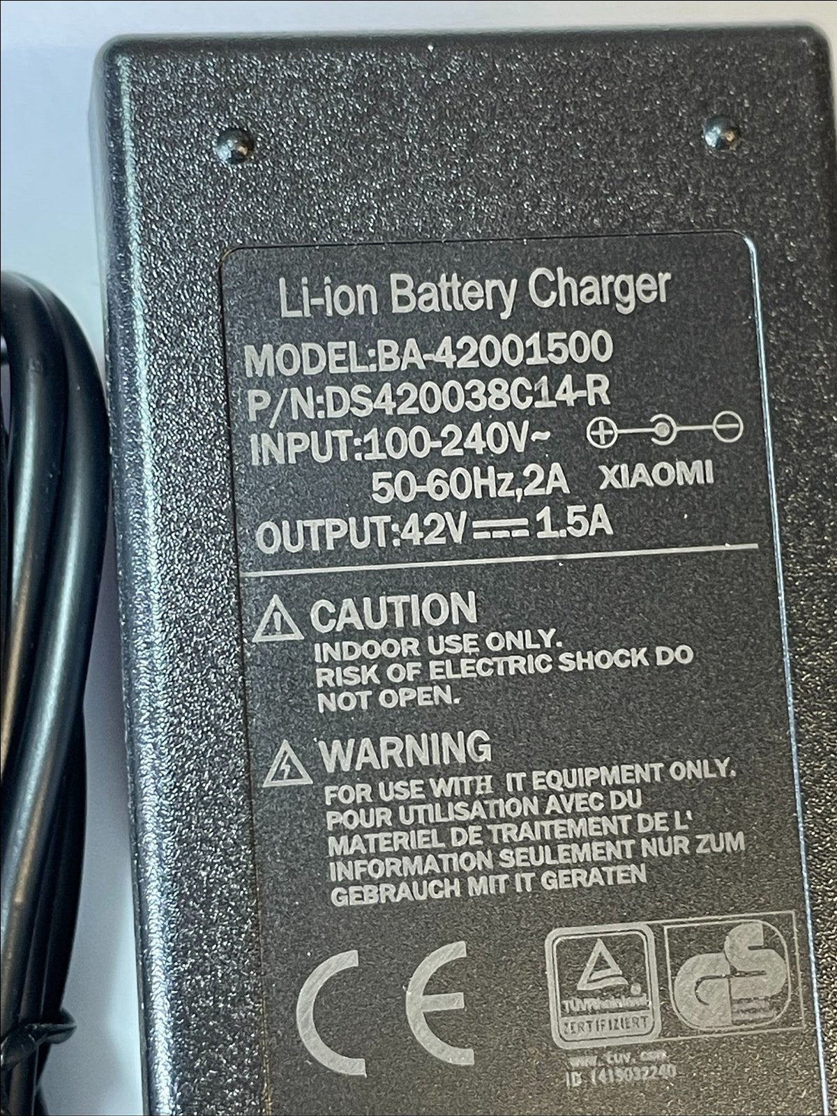Replacement for 42V 2A Li-ion Battery Charger for Xiong Ying Electric Bike