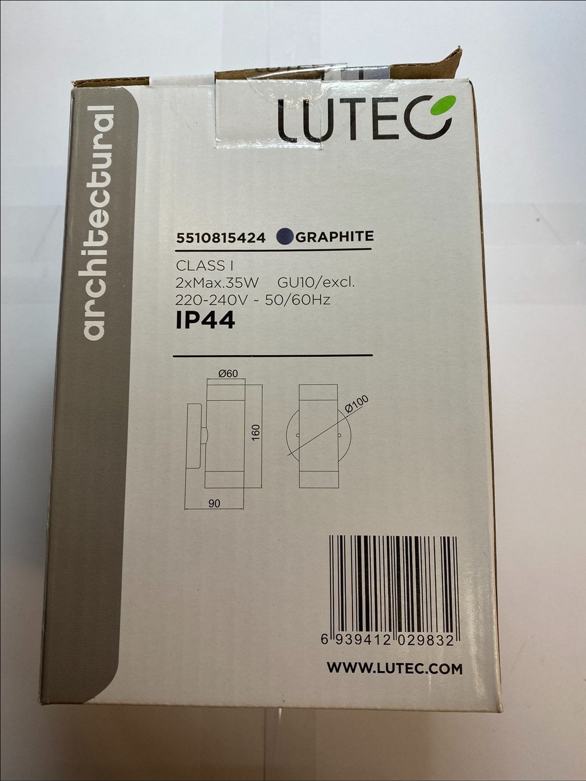 Lutec 5510815424 Graphite Vienna Up/Down Light IP44 GU10 PIR for Smartbulb
