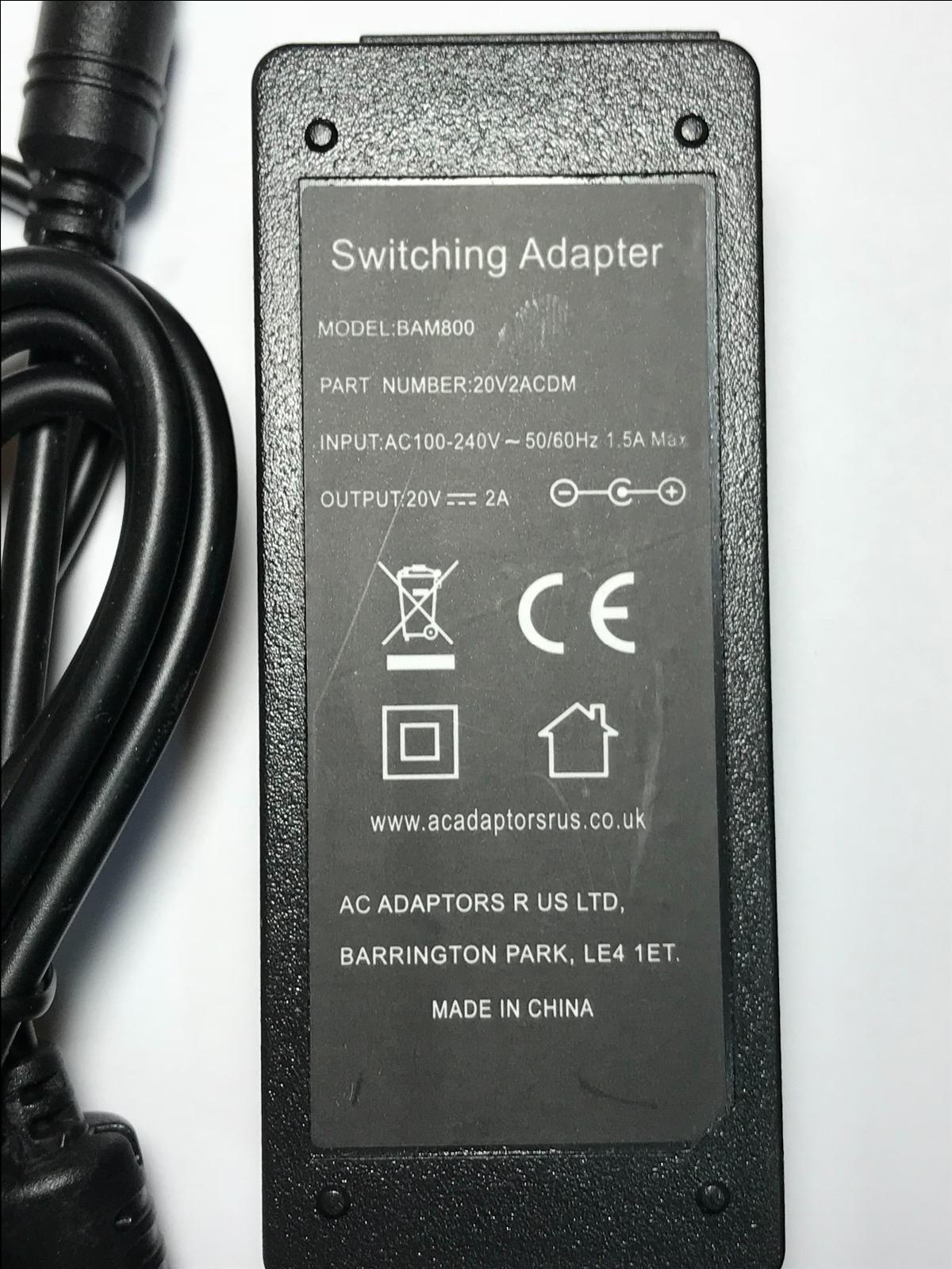 20V 2A AC Adapter 40W Power Supply PSU for LG Model LSE9802A2060