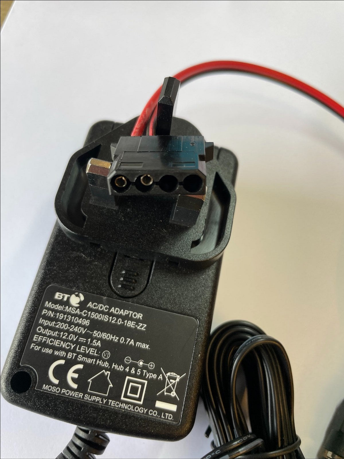 12V 1.5A Mains AC-DC Switching Adaptor with 4 Pin Male Molex Connector