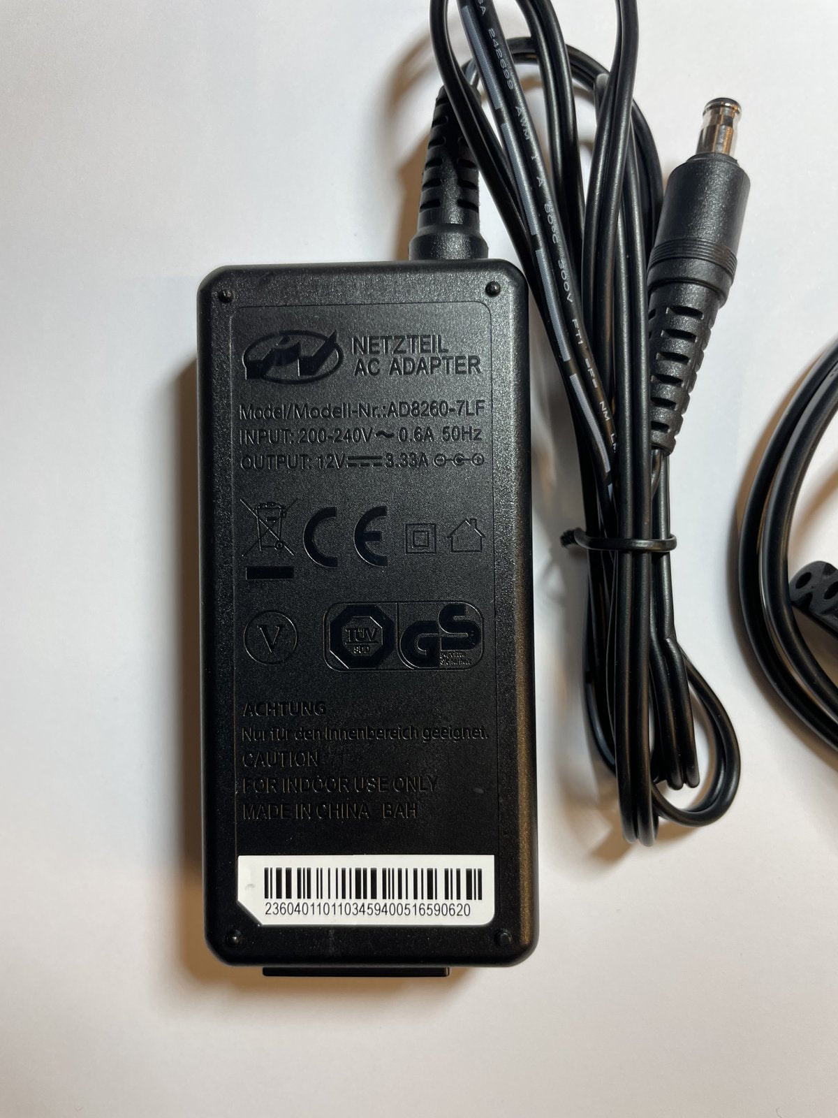 NETZTEIL AC ADAPTER AD8260-7LF 12V 3.33A POWER SUPPLY + UK PLUG LEAD
