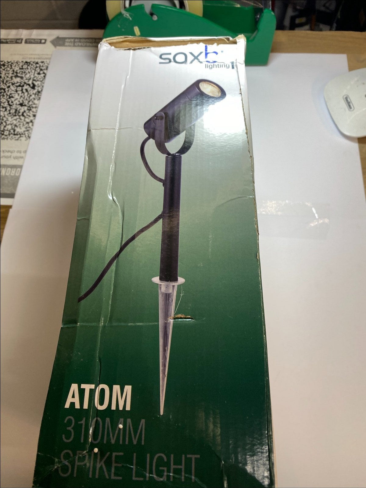 Saxby Ligthing Atom 310mm Spike Light Matt Black IP44 Rain Proof 233040 3 Metres