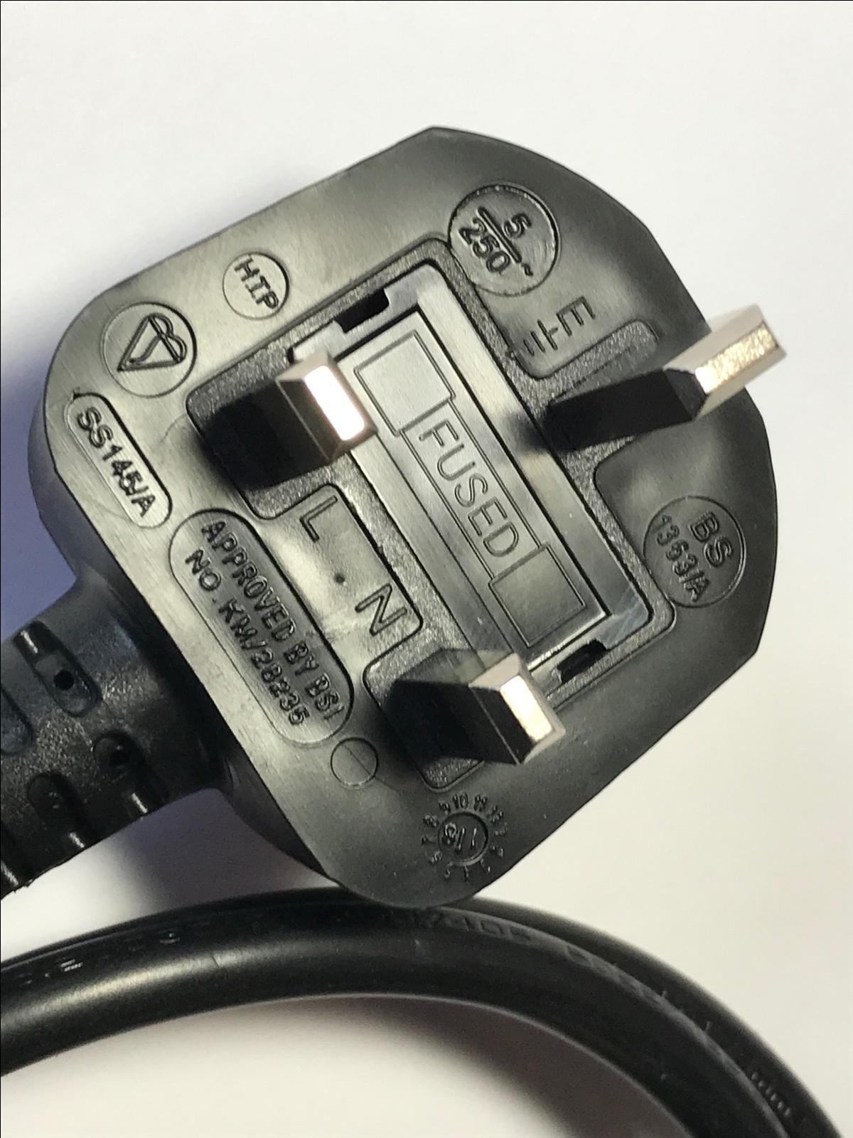 UK Power Supply Cable Lead for Logik 21.5" L22DVDB10 Television TV