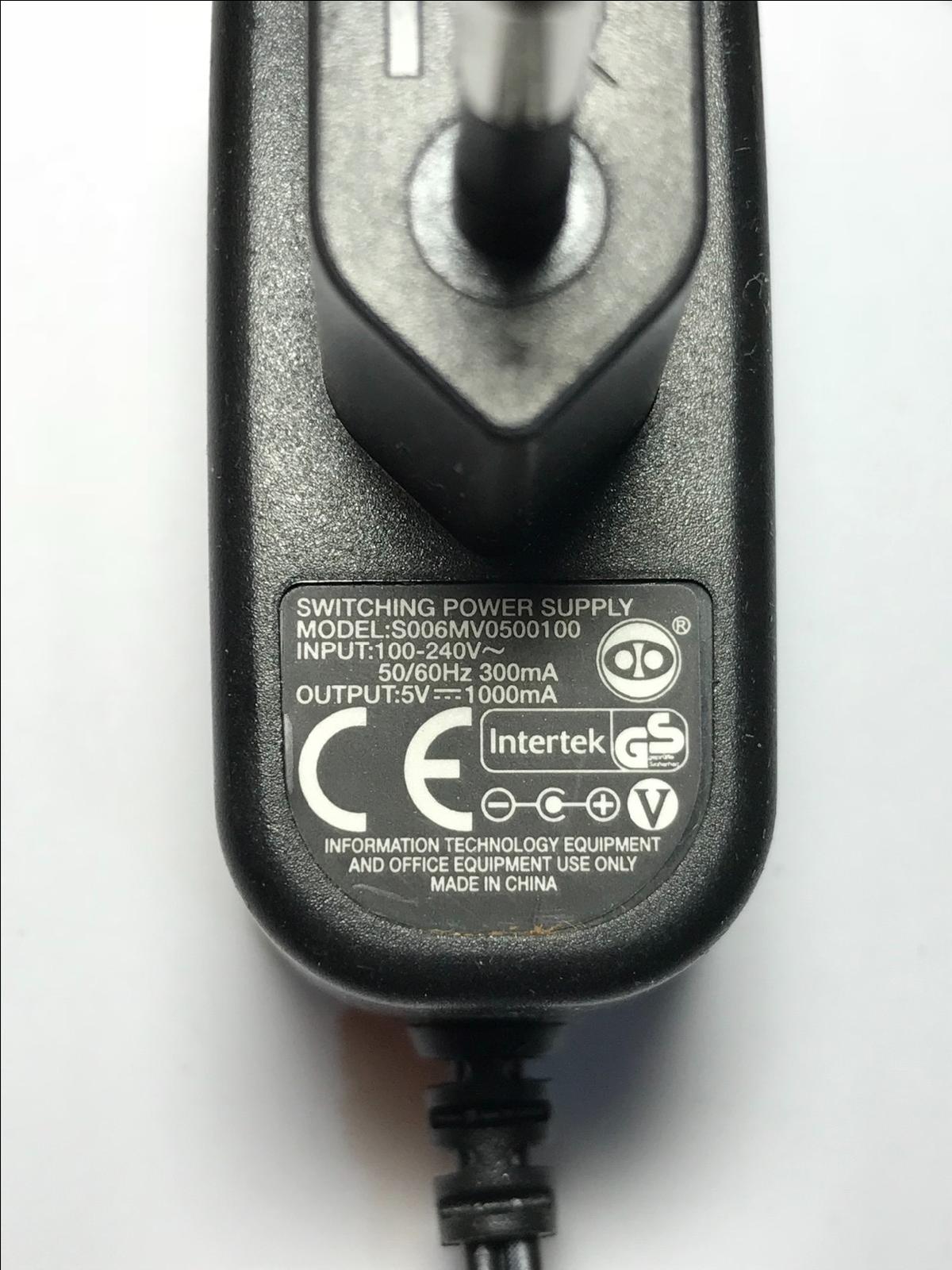 Genuine EU 2 PIN 5V 1000mA Switching Power Supply S006MV0500100 Charger
