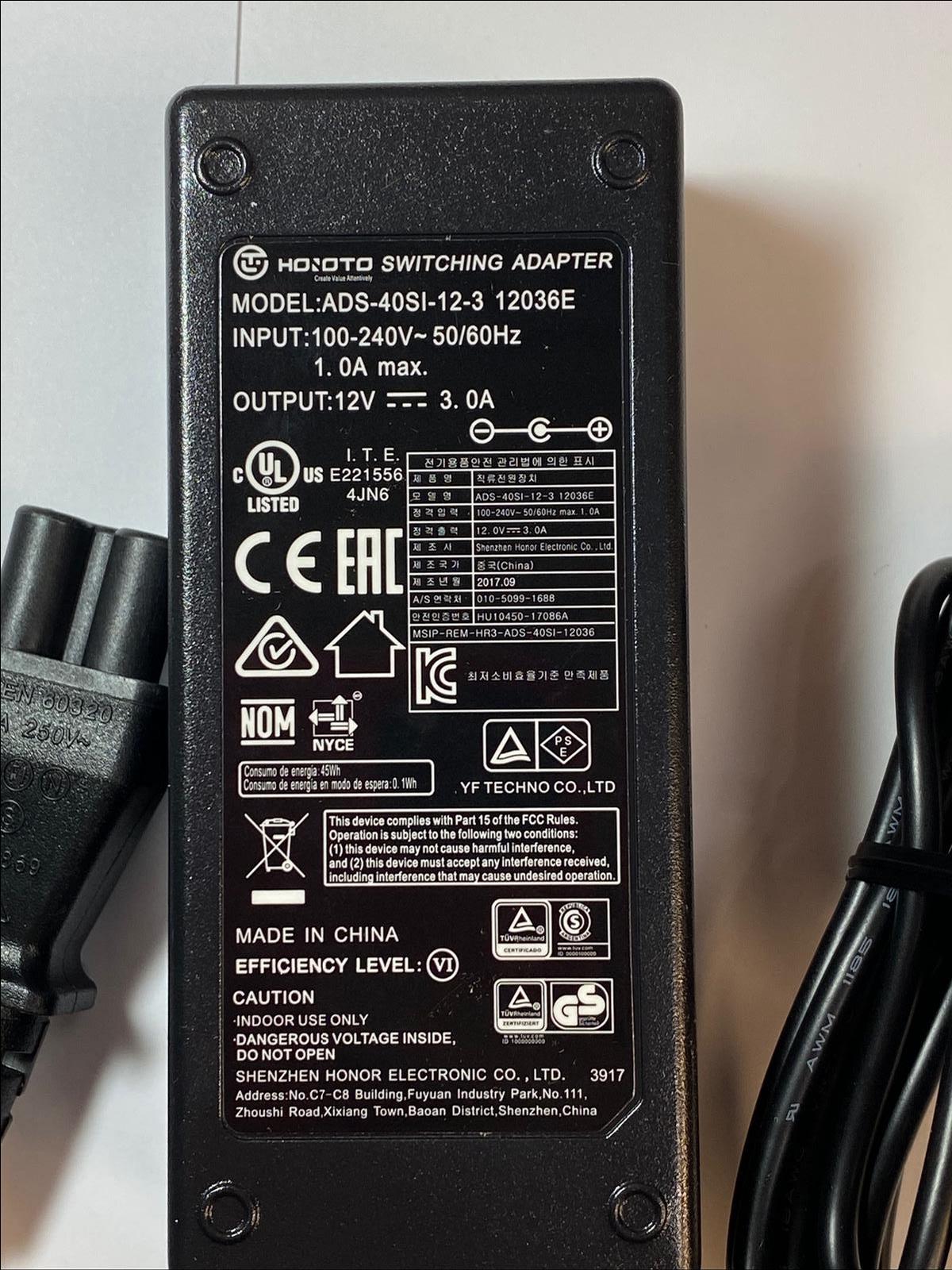 Black Replacement for 12V 2.5A Switching Adaptor SE00000678 BQ36A-1202500-B