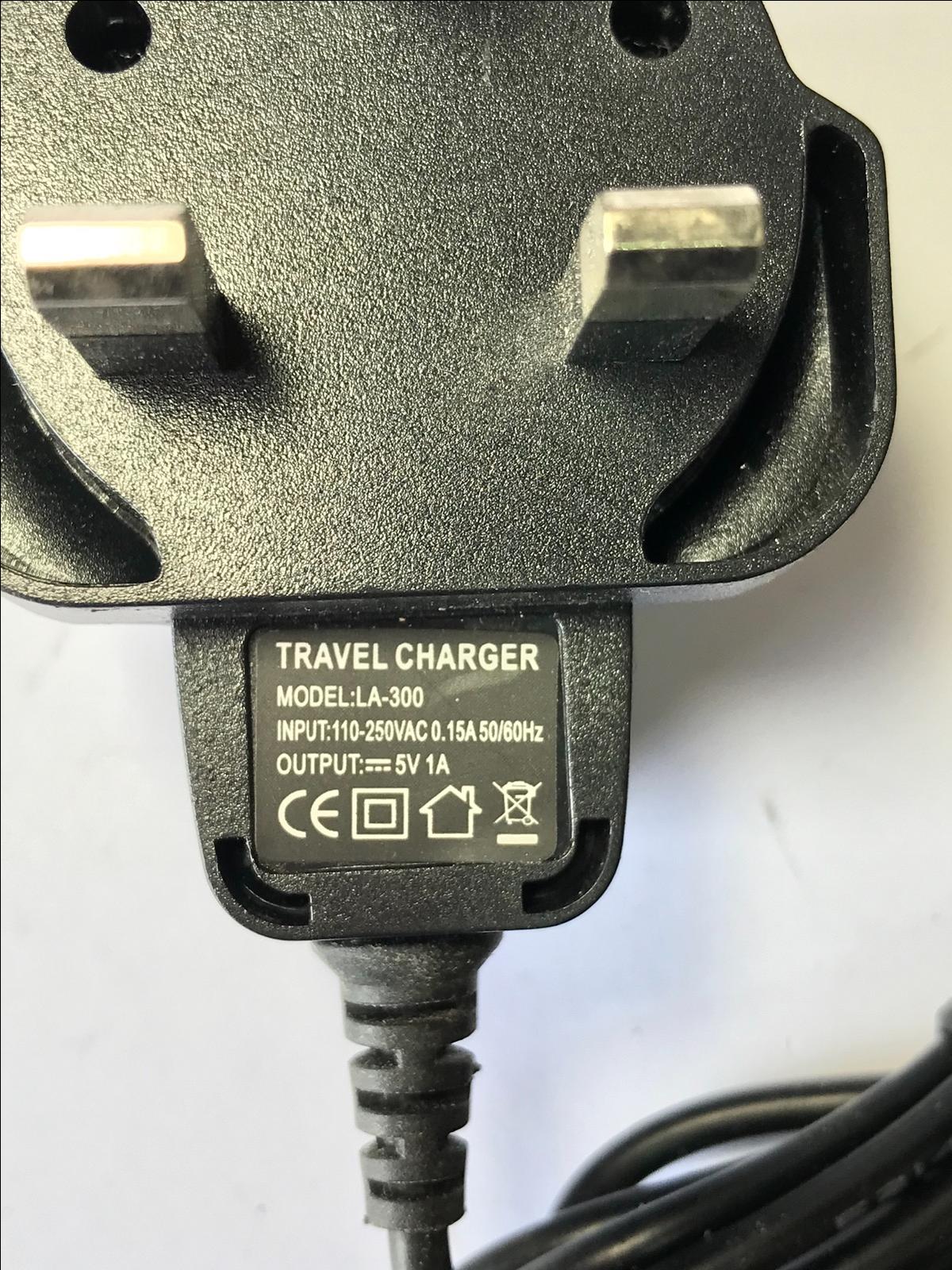 5V 1A AC-DC Adaptor Power Supply Travel Charger model LA-300 UK Plug 3.5mm