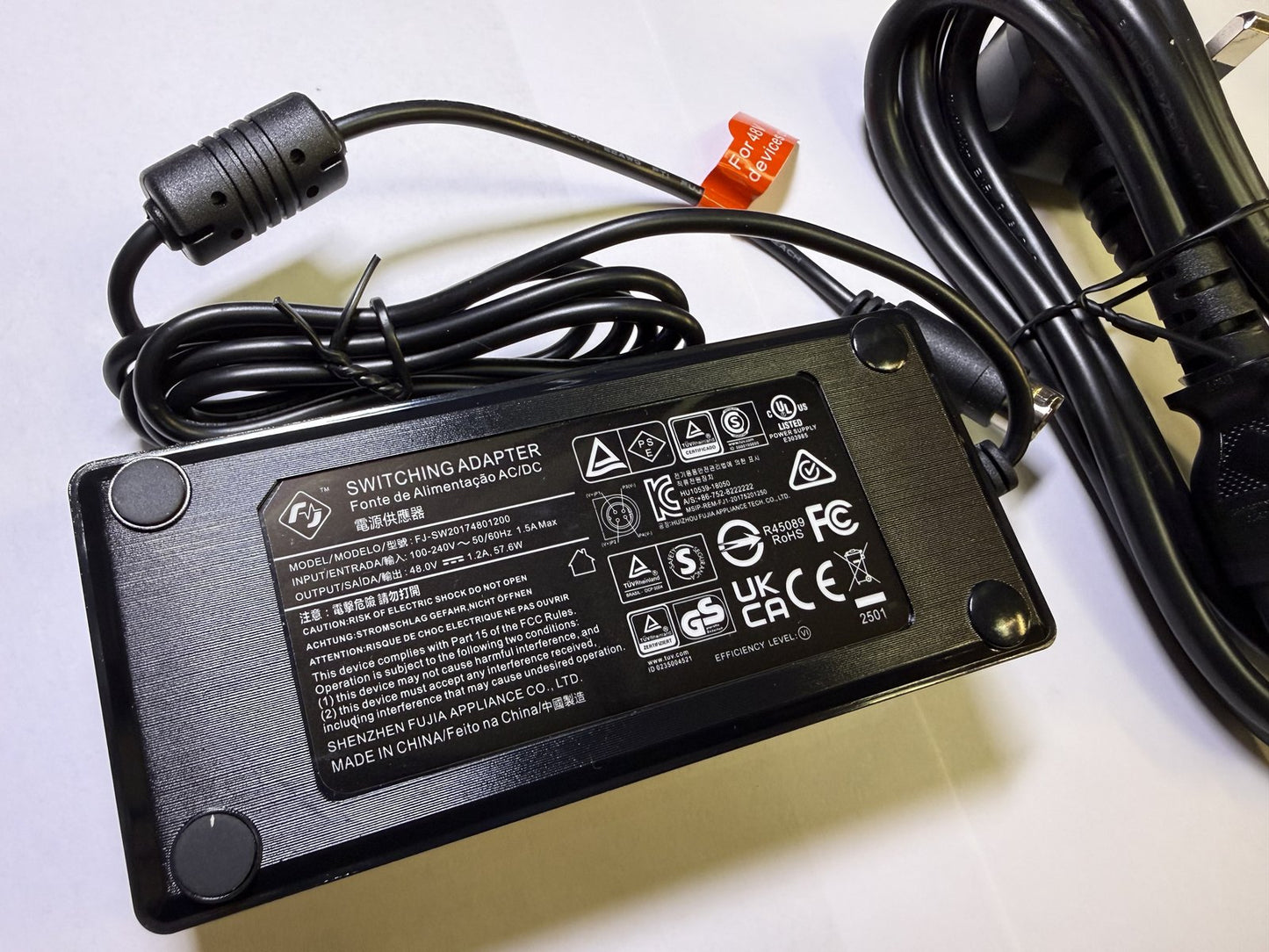 48.0V 1.2A 57.6W 48V 1.2A Switching Adapter FJ-SW20174801200 4 Pin Din + UK Plug