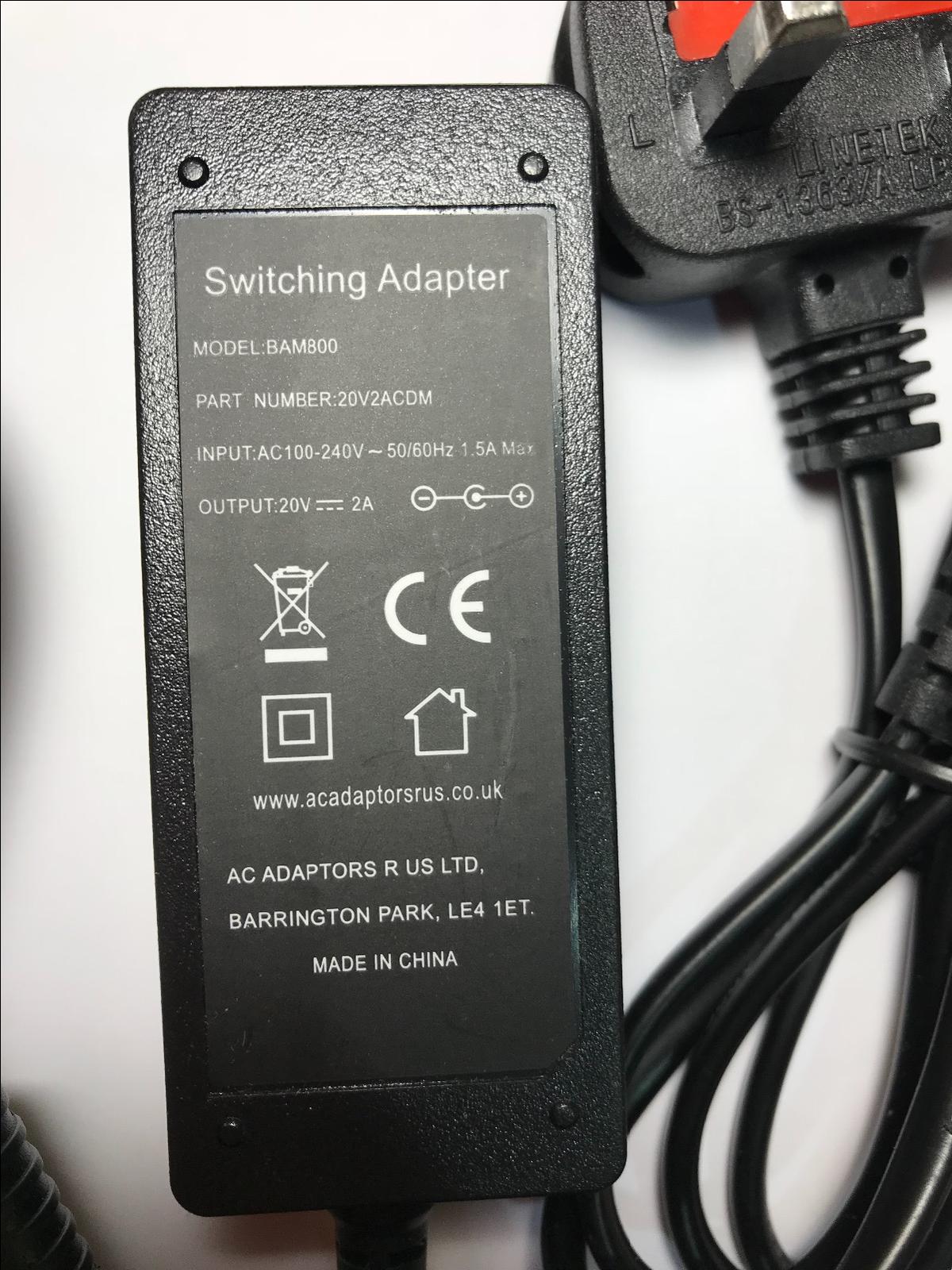 Replacement 20V AC Adaptor for 1.25A BOSE Soundtouch Portable Wifi Music System