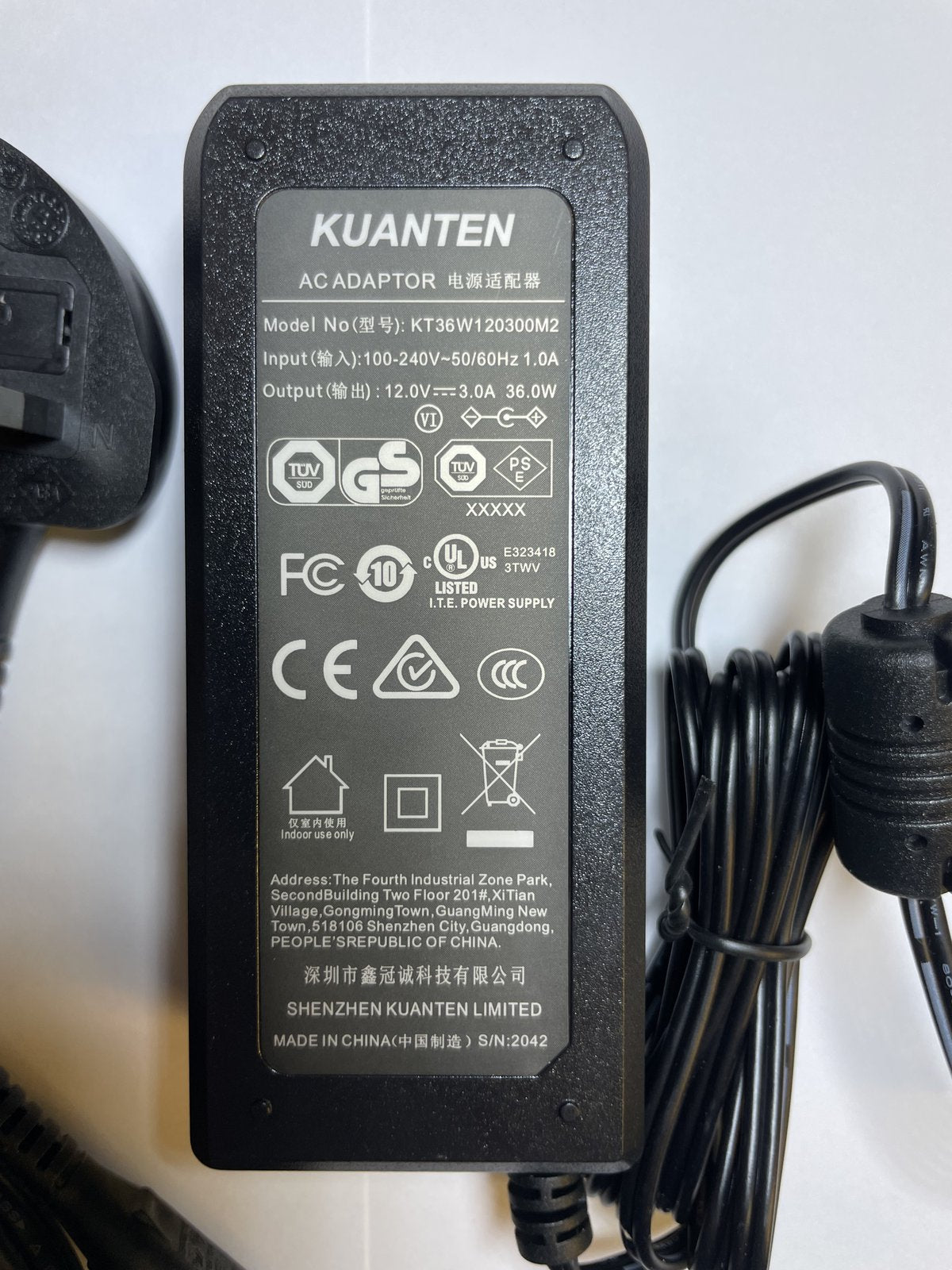 Replacement for 12V 2000mA Model JK120200-S46CND AC-DC Adaptor Power Supply UK