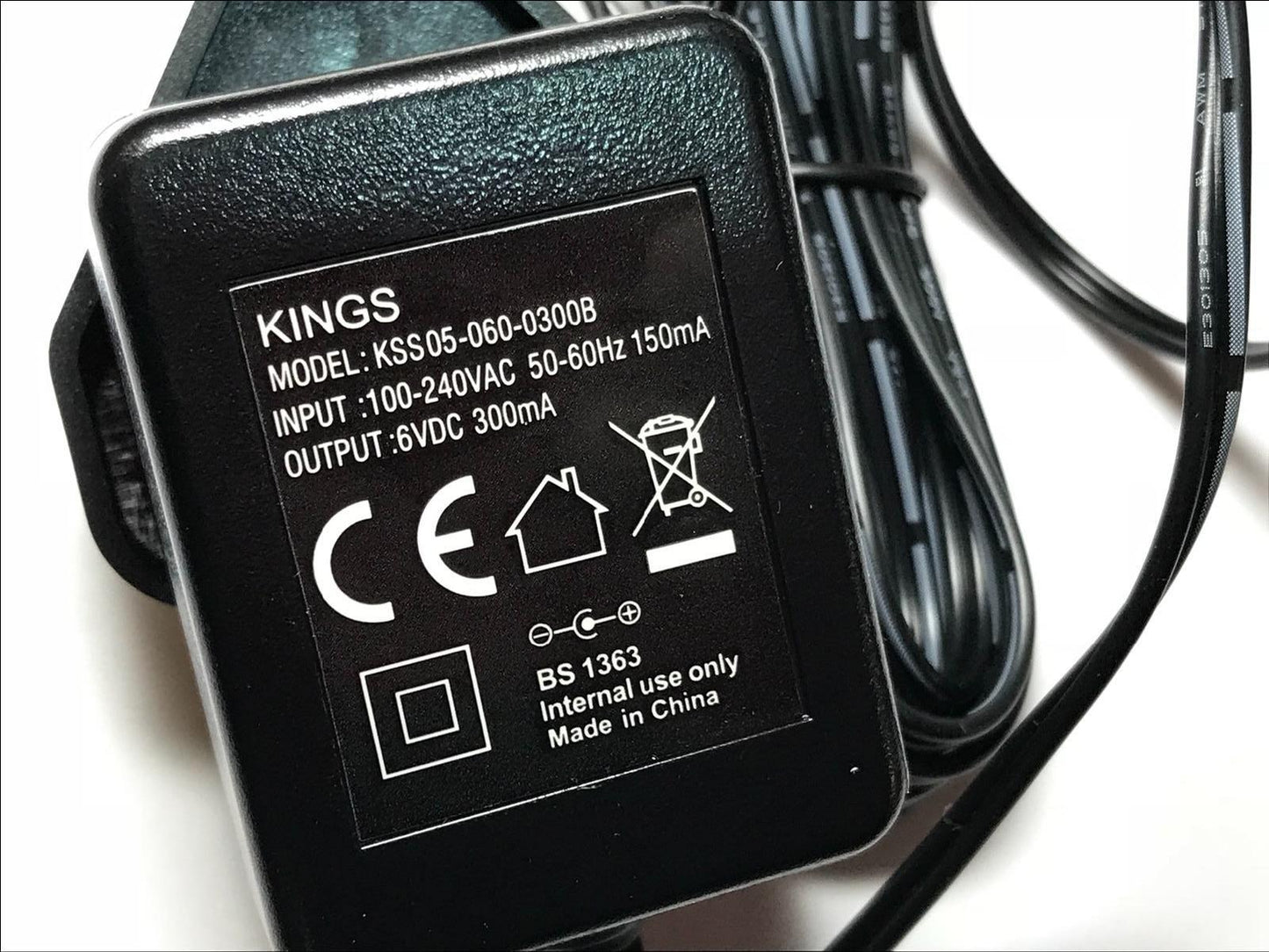 Replacement for S004LB0600030 6V 300mA Switching Power Supply Charger UK Plug