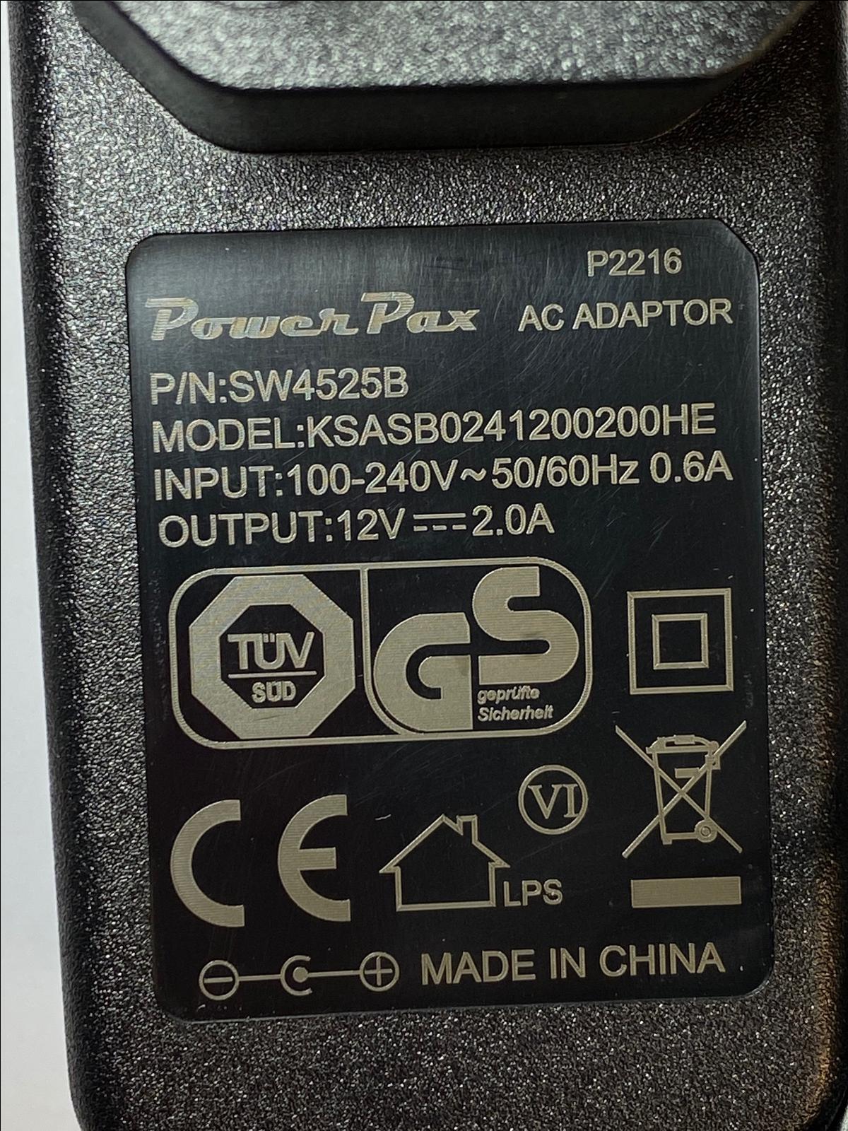Replacement for 12V 2A EU DVE DSA‑12PFG‑12 FEU 120200 2 Pin European Plug