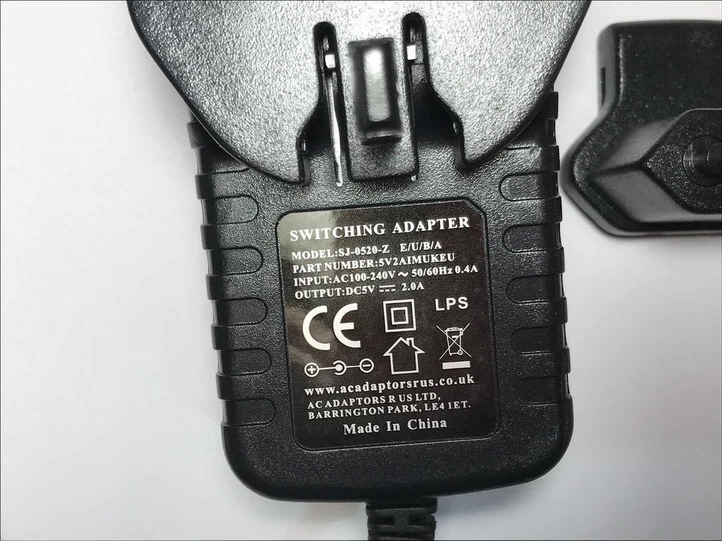 UK / EU Interchangeable 5V 2A AC-DC Switching Adaptor for Homedics Night Light