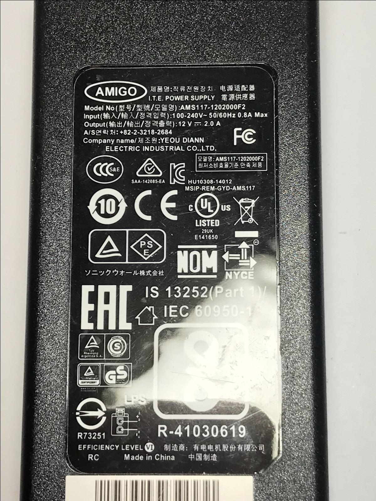 Genuine AMIGO ITE Power Supply AMS117-1202000F2 12V 2A for SONICWALL