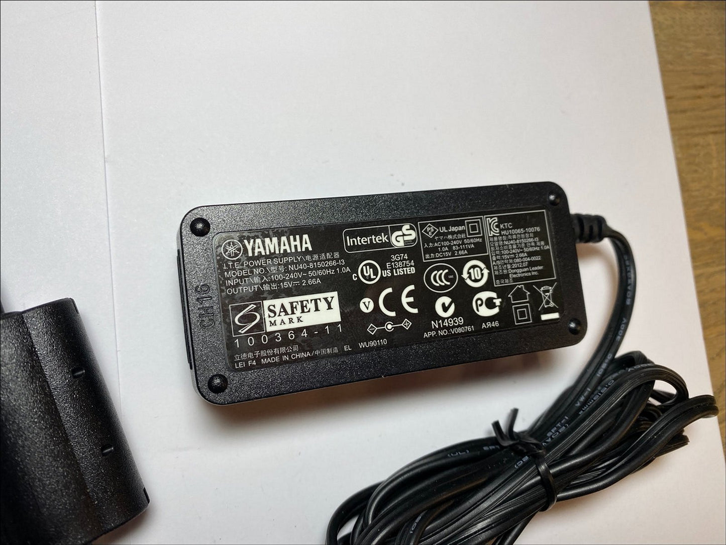 Replacement 15V 2.66A Yamaha ITE Power Supply AC Adaptor NU40-8150266-I3 UK Plug