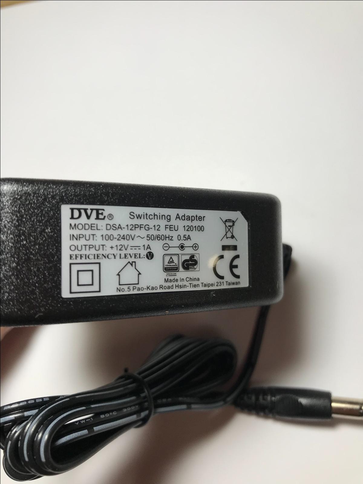 Original EU DVE DSA-12PFG-12 FEU 120100 Switching Adapter 12V 1A P/N: 101700272