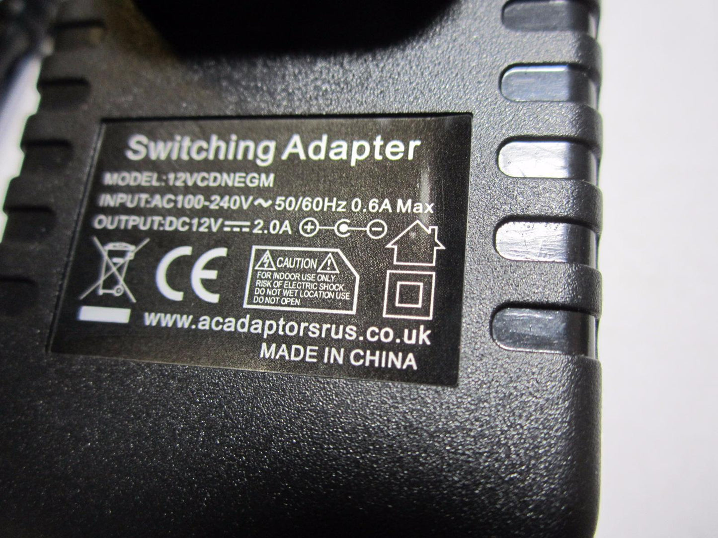 12V 2A AC-DC Switching Adaptor Power Supply Negative Polarity 4.75mm x 1.75mm
