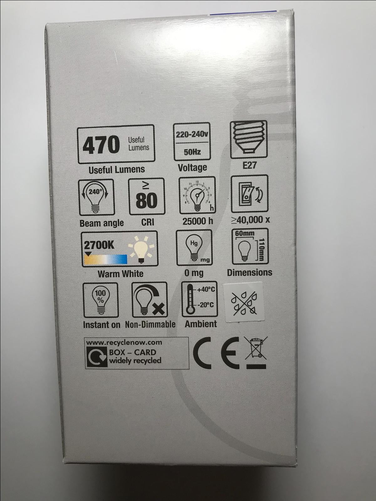 10 x Wickes LED GLS Lamp 5.6W = 40W Frosted Light Bulb E27 Edison Screw 470lm