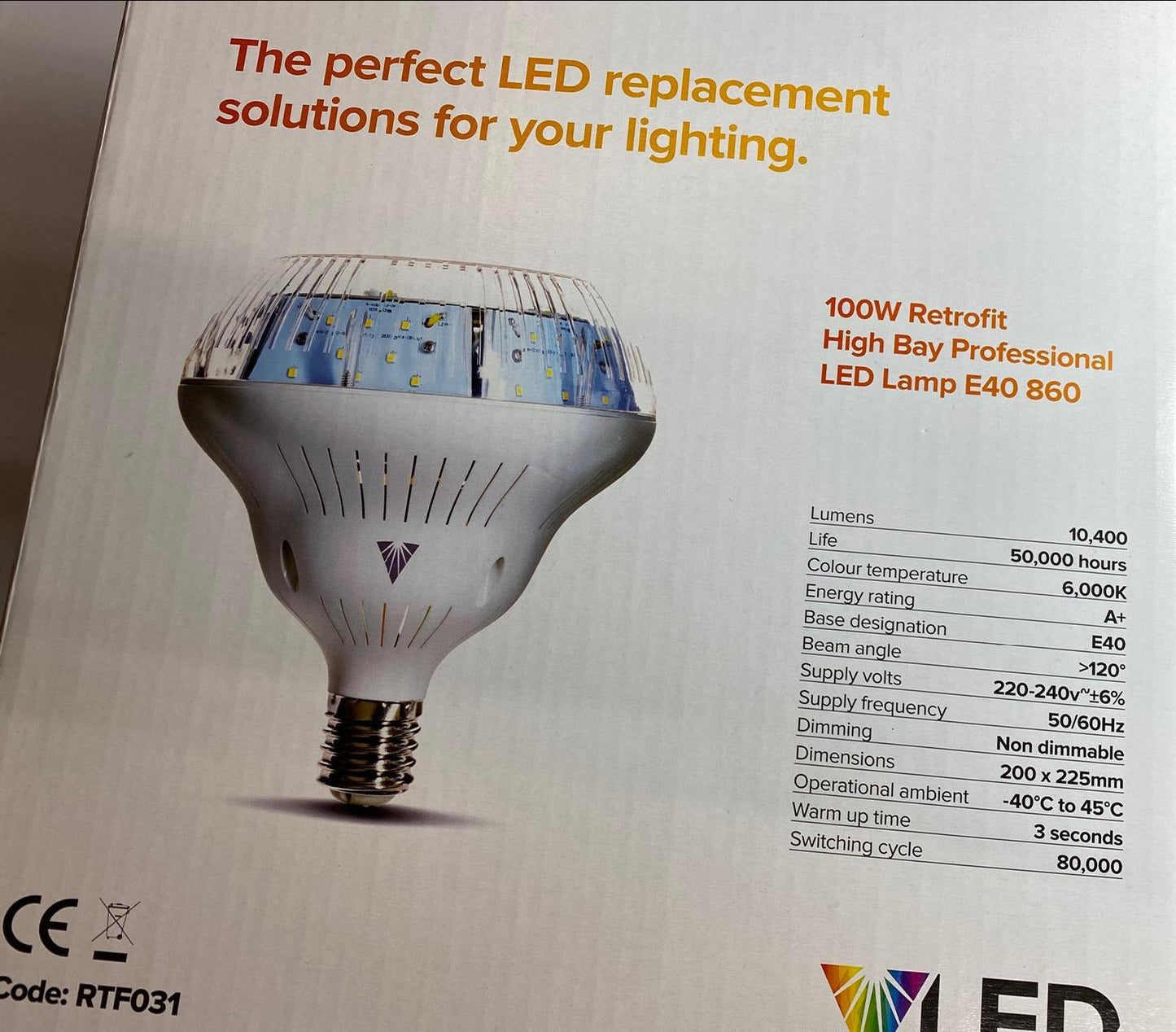 Venture Lighting LED High Bay Lamp Light Fitting 100W E40 Industrial Warehouse