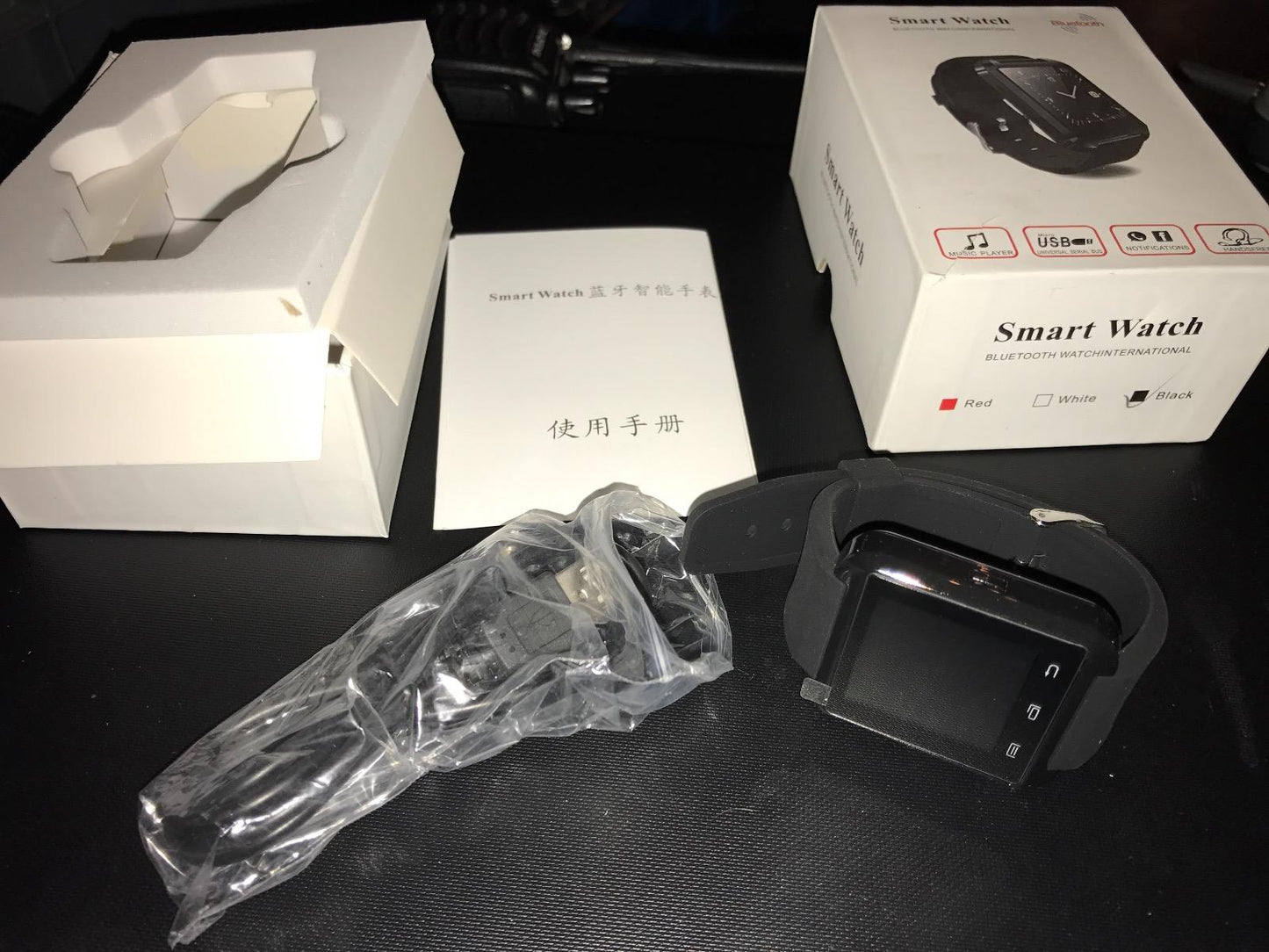 Black Bluetooth Smart Watch For Android Smart Phone With Mic & Speaker