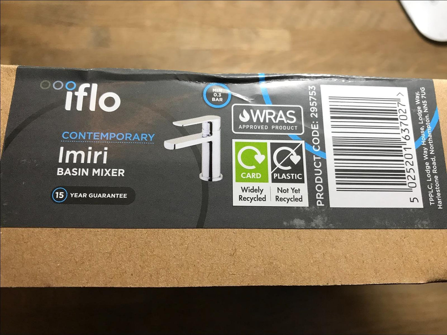 IFLO CONTEMPORARY IMIRI BASIN MIXER TAP 295753 CHROME FINISH MIN 0.3 BAR