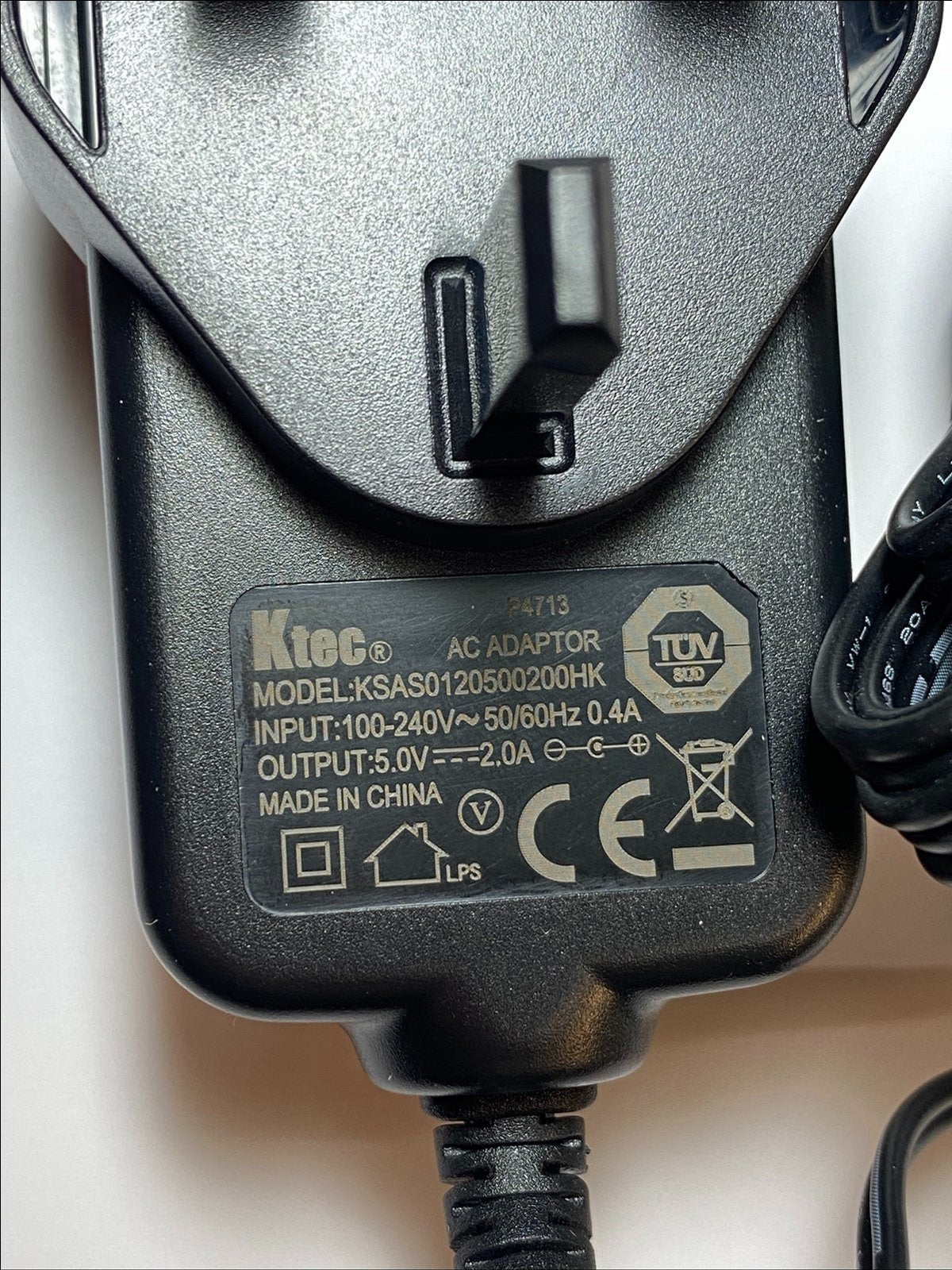 5V 2A 5.0V 2.0A KTEC P4713 KSAS0120500200HK AC ADAPTOR POWER SUPPLY UK PLUG