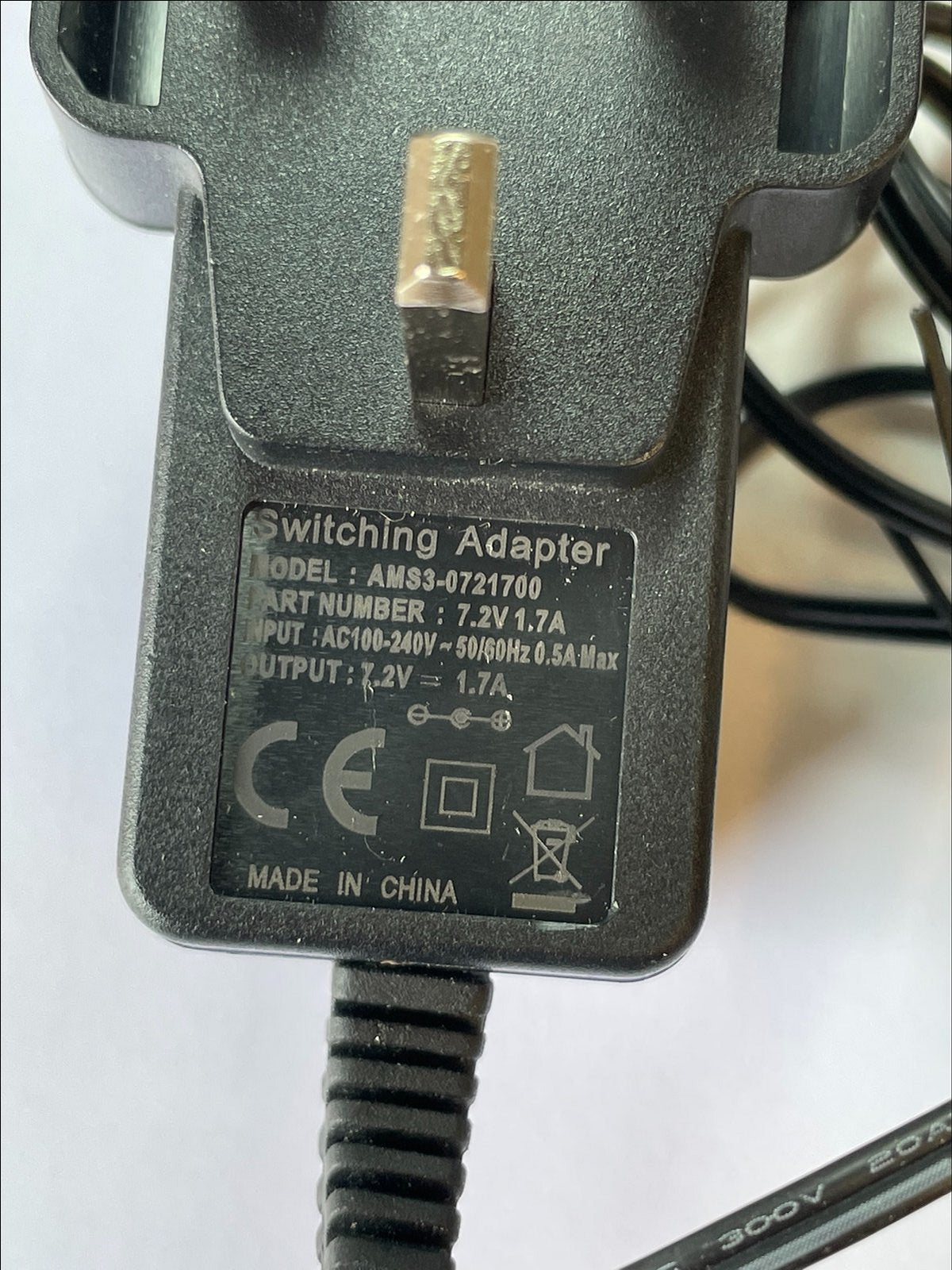 7.2V 1.7A AC-DC Switching Adaptor Power Supply 4.8mm x 1.7mm UK Plug