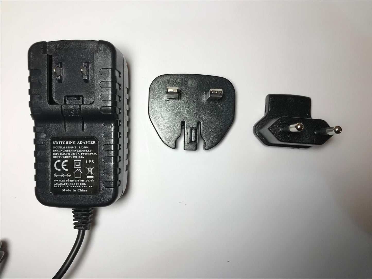 UK / EU Interchangeable 5V 2A AC-DC Switching Adaptor for Homedics Night Light