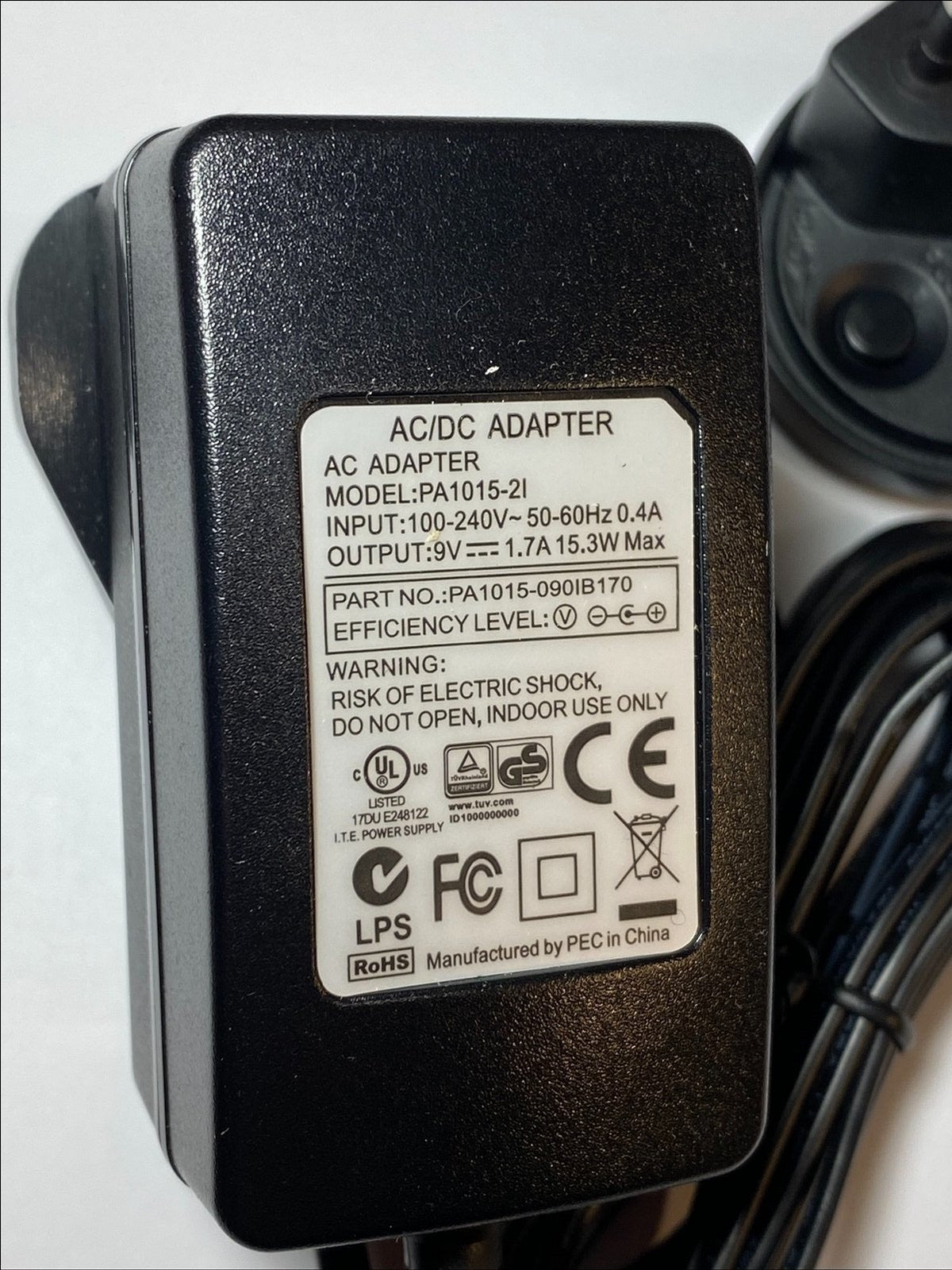 9V 1.7A 15.3W AC/DC ADAPTER PA1015-2I 090IB170 WITH UK AND EU PLUGS