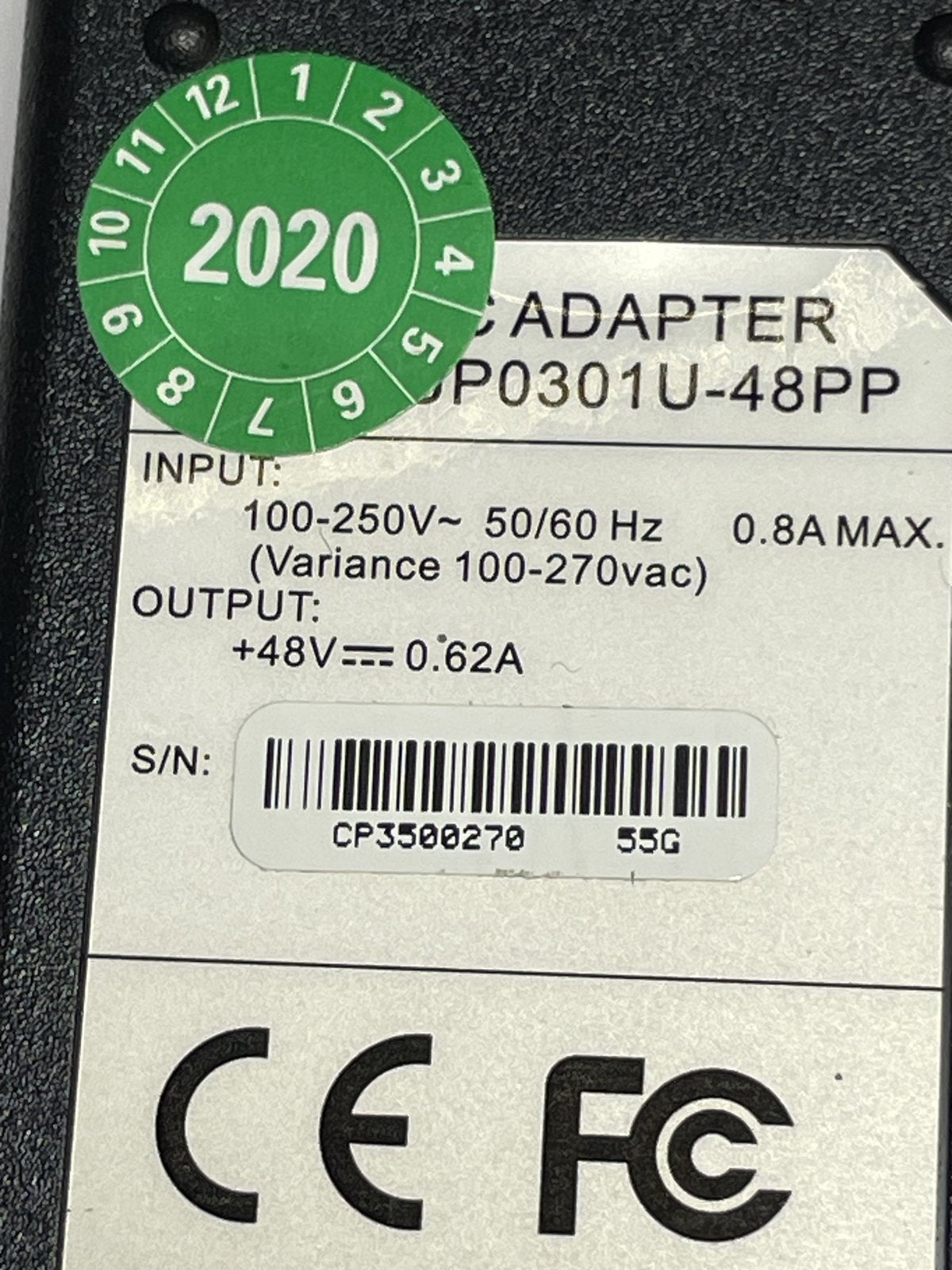 48V 0.62A AC-DC Switching Adaptor Desktop Power Supply 5.5 x 2.1 5.5mm x 2.1mm