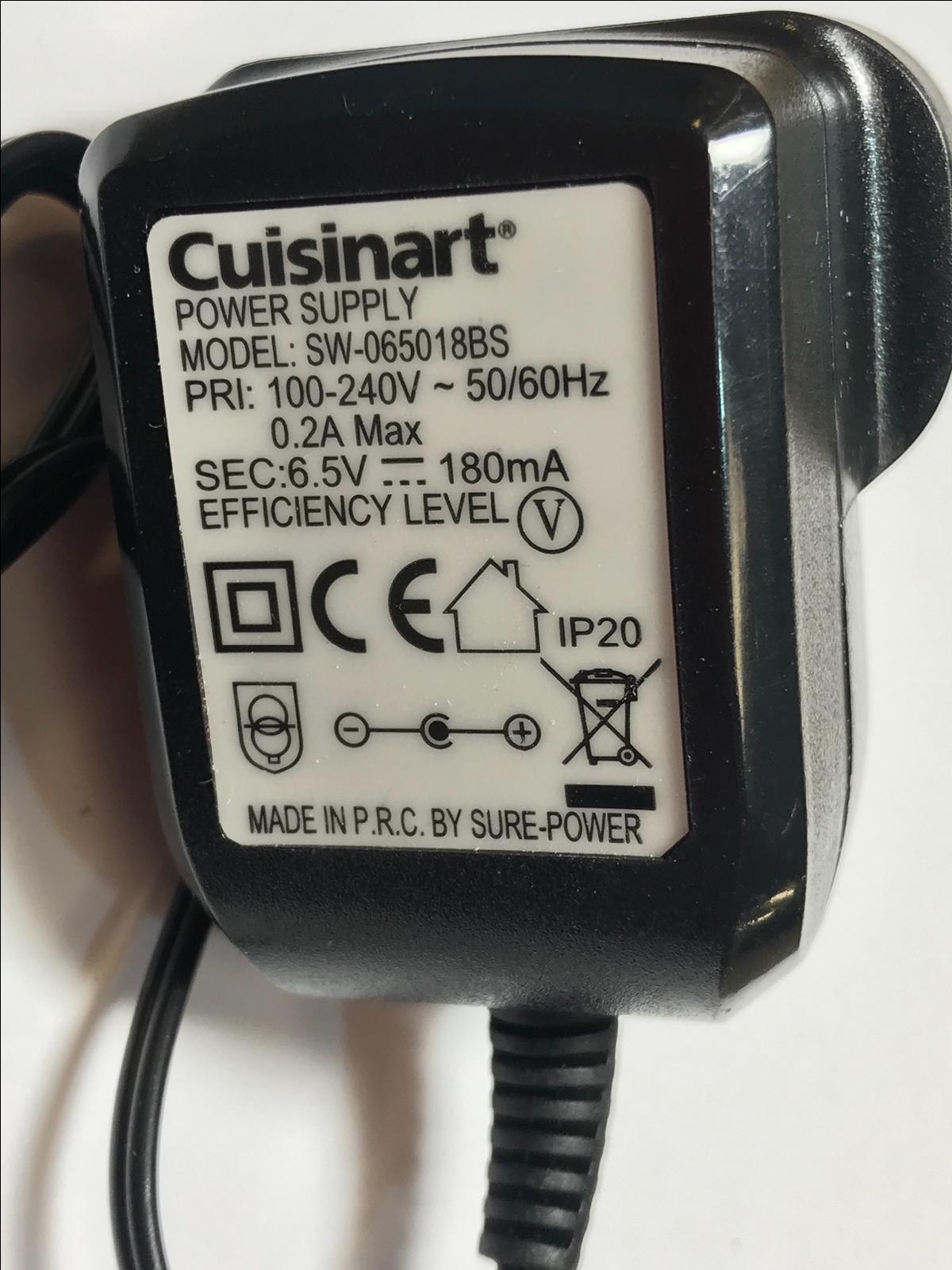 6.5V 180mA 0.18A AC-DC Switching Adaptor Power Supply Charger 5.5mm x 2.5mm UK