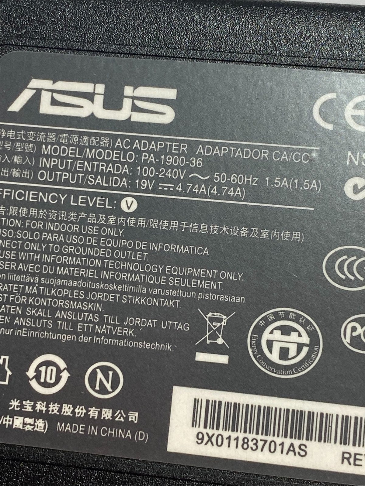 19V 4.74A AC-DC Switching Adaptor Power Supply with 4 Pin Din 2 Left Pins 4PIN