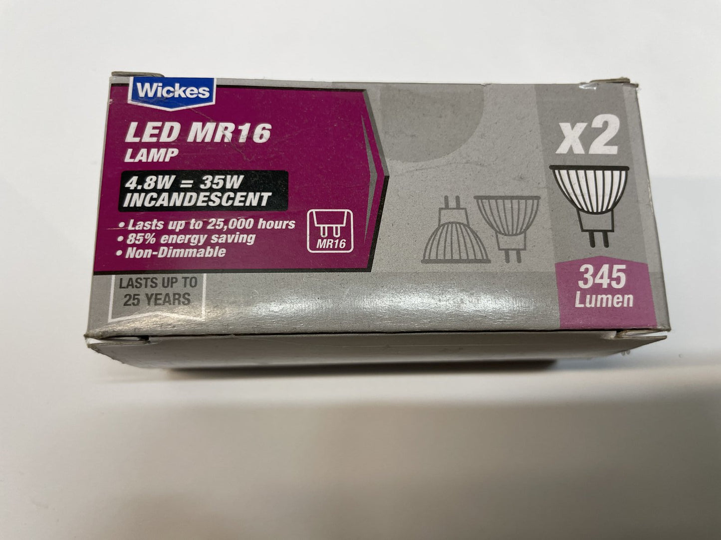 Pack of 2 Wickes LED MR16 Lamp 4.8W 35W INCANDESCENT 345 Lumen W141654W